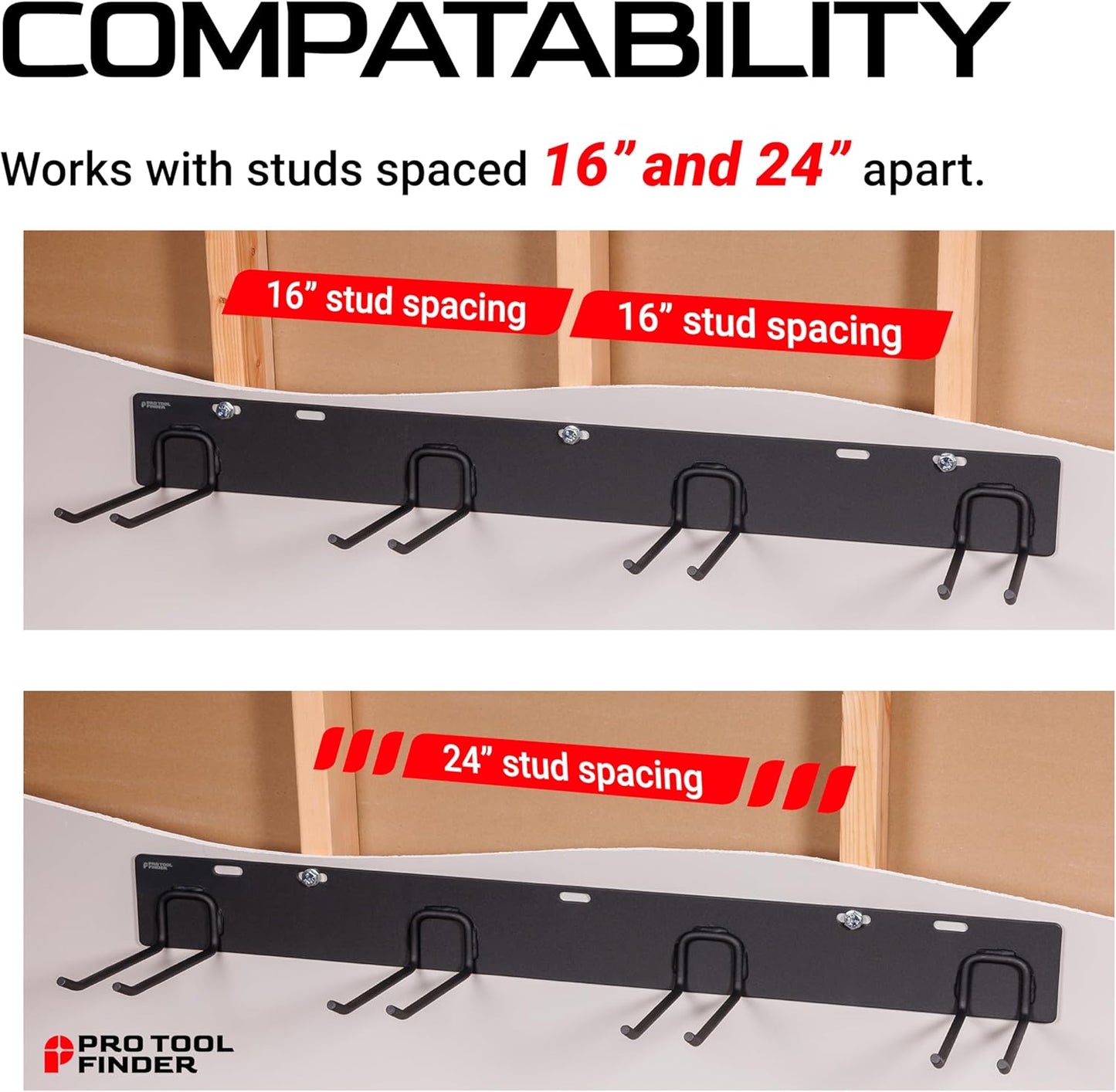 Stud-Mounted Commercial-Grade Steel Garden Tool Organizer for Garage Wall, 1-Pack – 650 lb Rated
