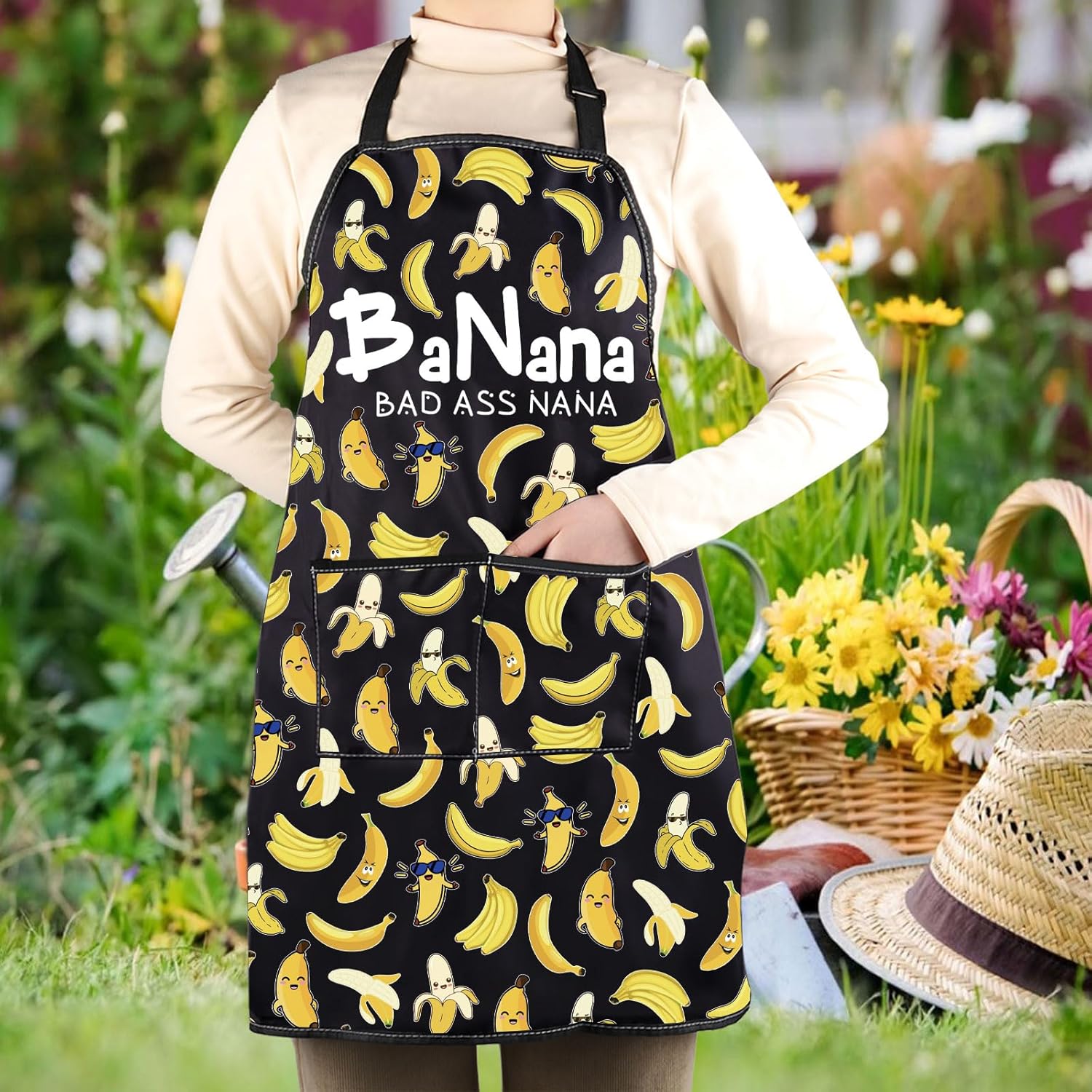 WCGXKO Banana Bad Ass Nana Kitchen Apron Nana Banana Gift Best Nana Ev