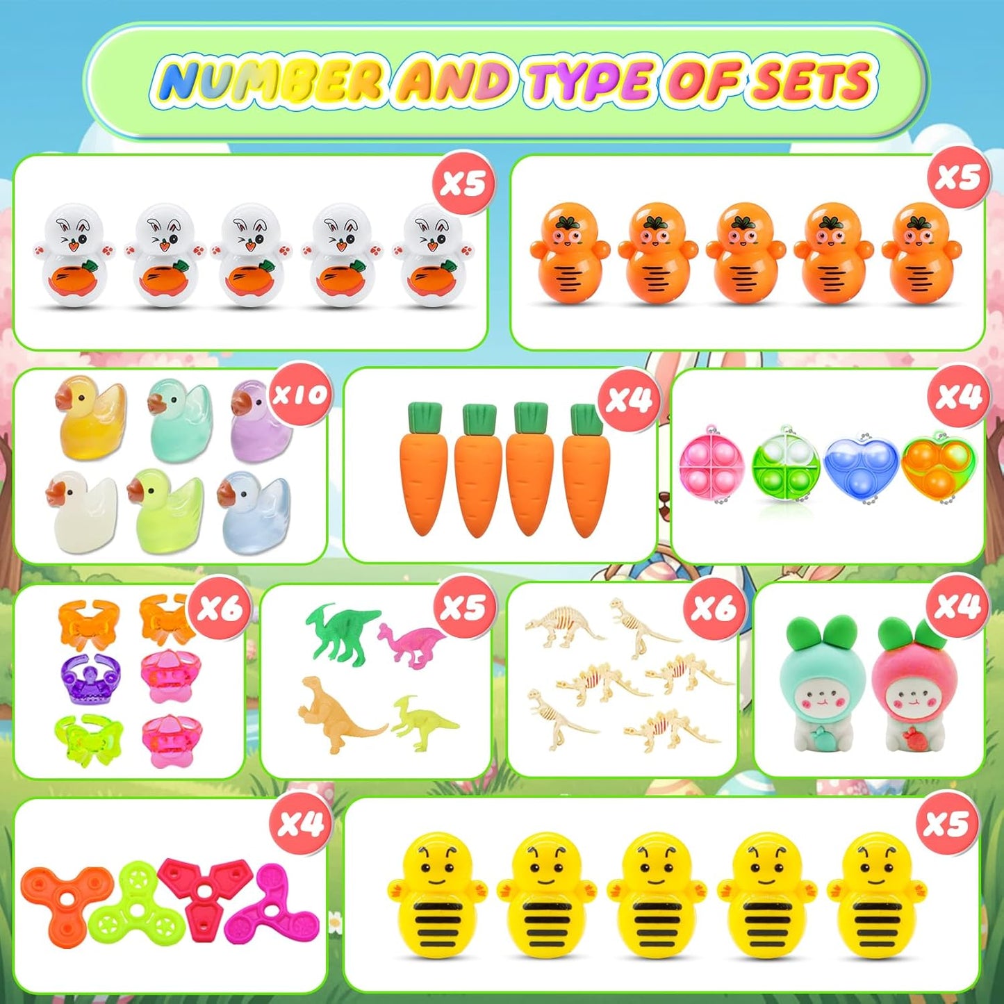 BicMan Prefilled Easter Eggs with Toys, 100 Pcs Plastic Easter Eggs Set, Easter Basket Stuffers for Egg Hunt and Party Activities