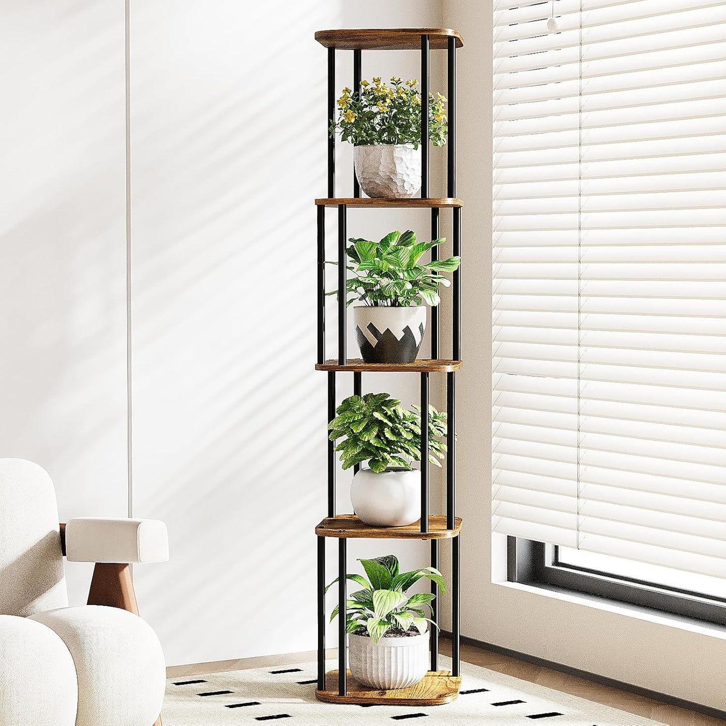 Bamworld Tall Plant Stand Indoor, Corner Plant Shelf for Multiple Plan