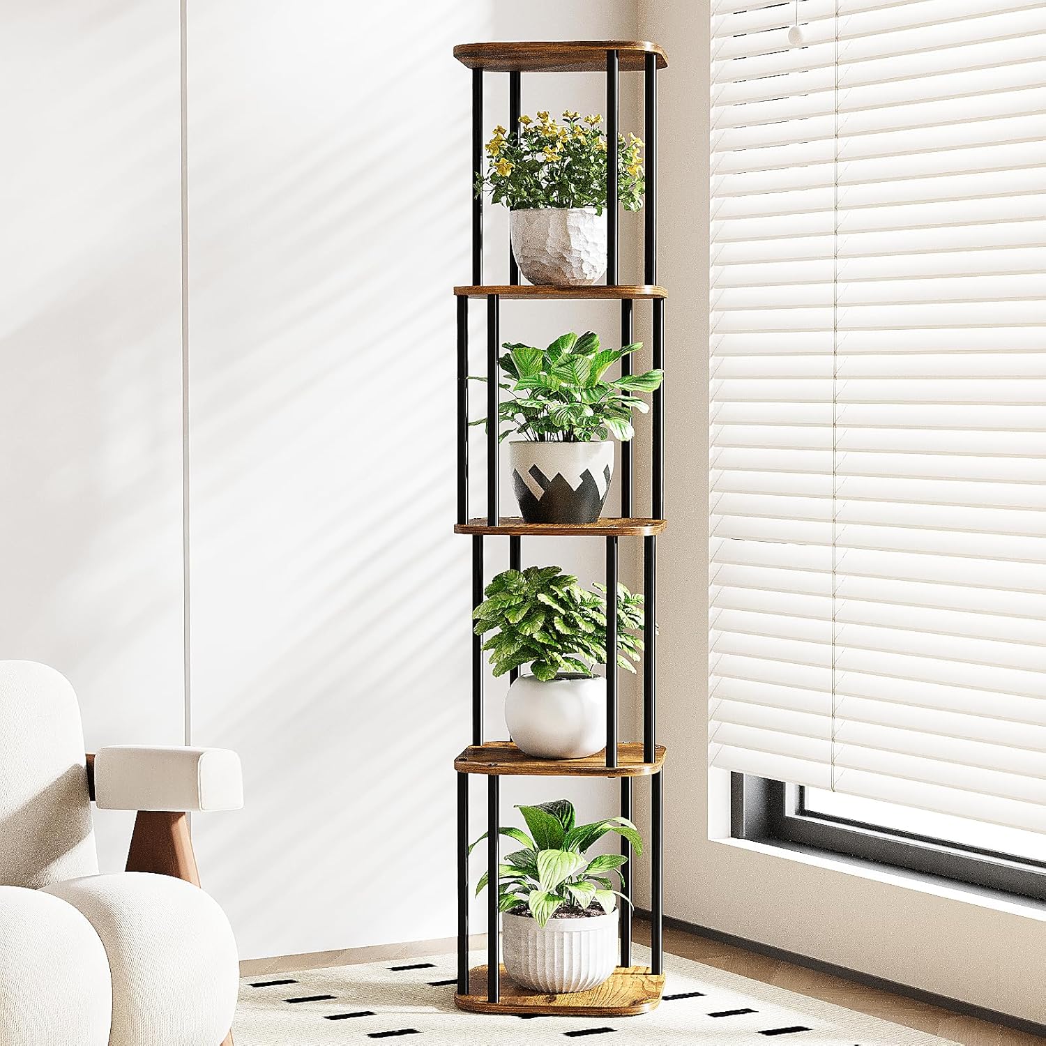 Bamworld Tall Plant Stand Indoor, Corner Plant Shelf for Multiple Plan