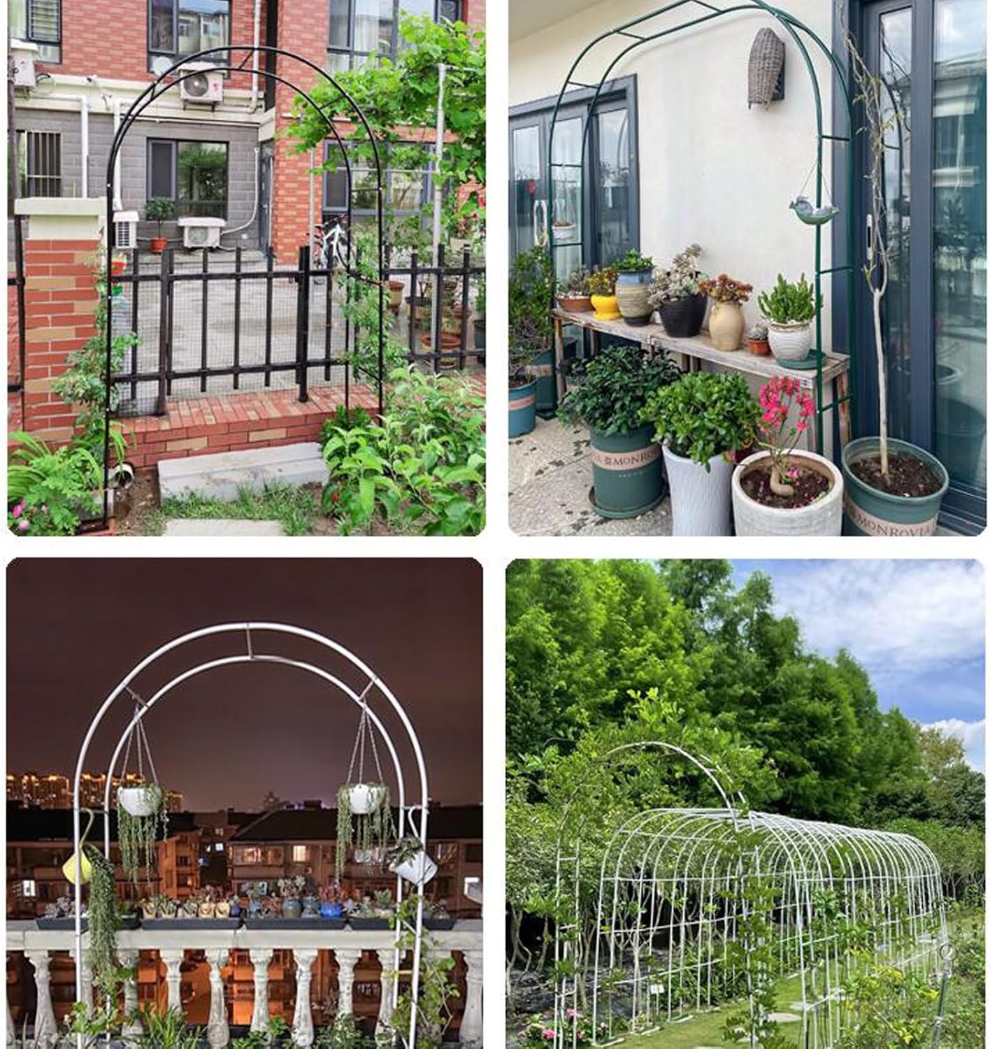 Black Metal Garden Arch, Decorative Rose Arbor for Climbing Plants, Outdoor/Indoor Pergola, Wedding Archway, Durable & Stylish, 280x220x25cm