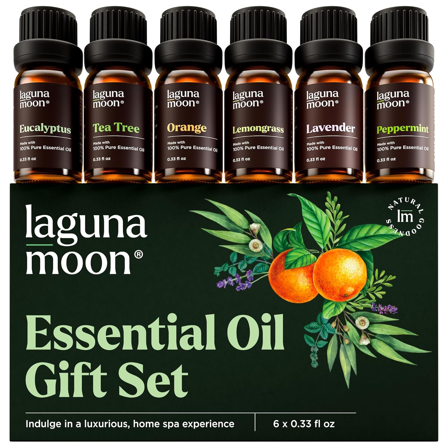 Lagunamoon Essential Oils Aromatherapy Set - 6 Oils for Diffusers, Hom