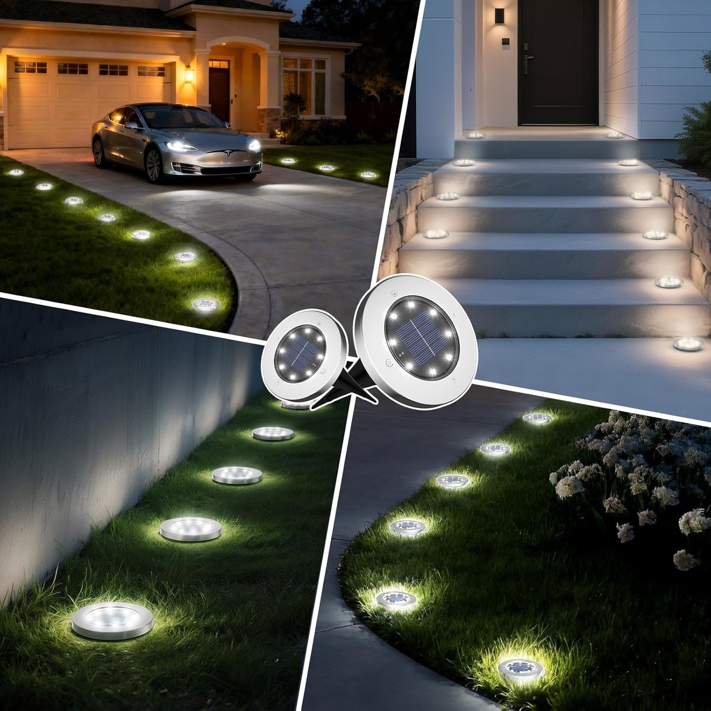 INCX 4.6 inch Solar Lights Outdoor Waterproof,12 Pack Solar Lights for