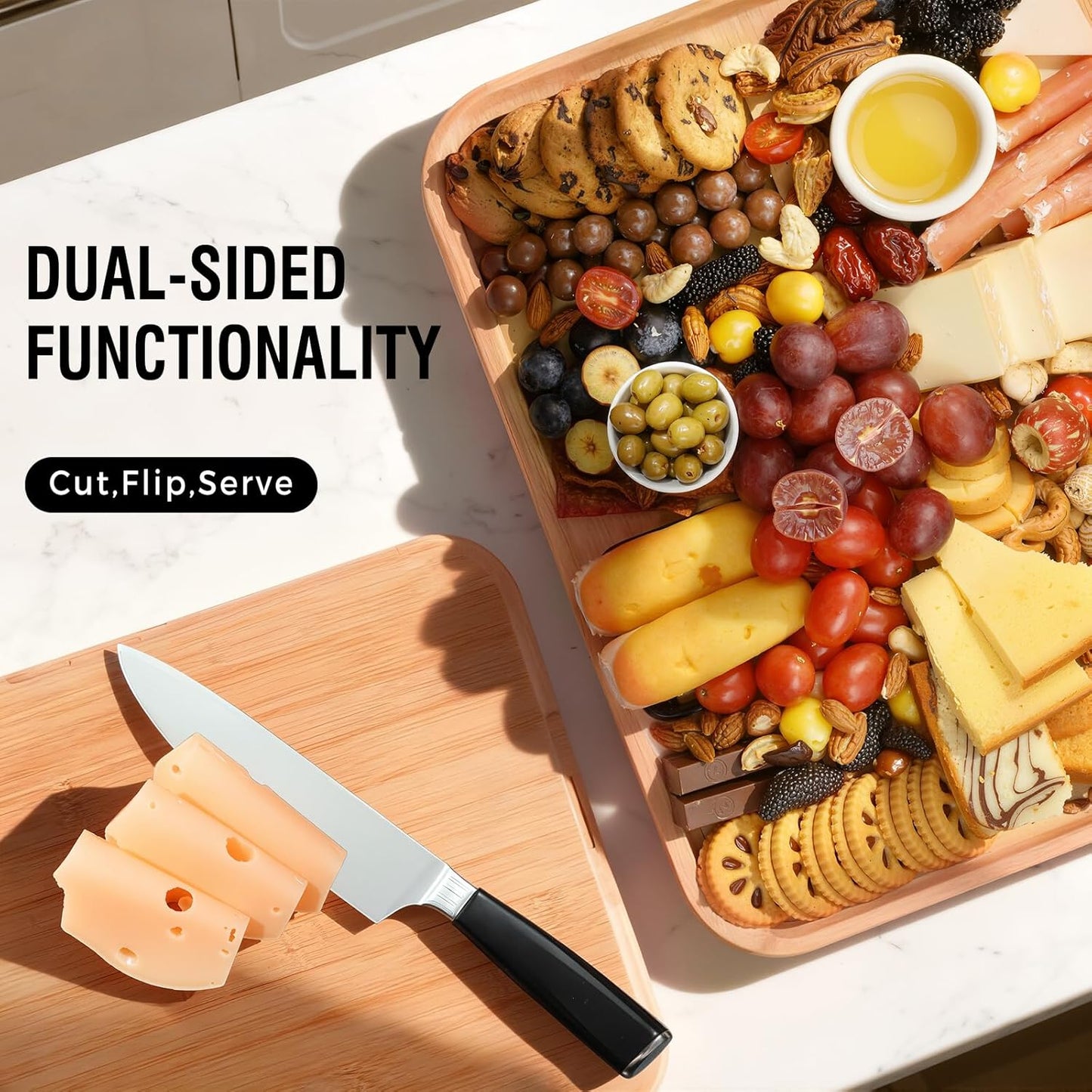 Charcuterie Board with Clear Lid, Travel Portable Cheese Board Charcuterie Boxes Cutting Boards for Kitchen, House Warming Gifts New Home, Gifts for Women (6 Compartments Black)