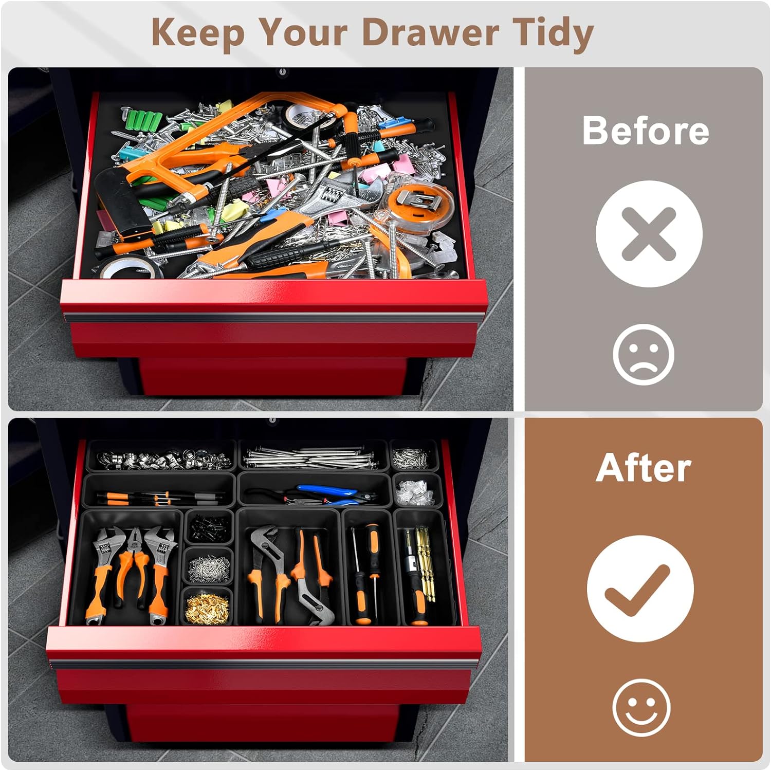 【More Larger Size】A-LuGei【69 PCS-5 Size】 Tool Box Organizer Tray Divid