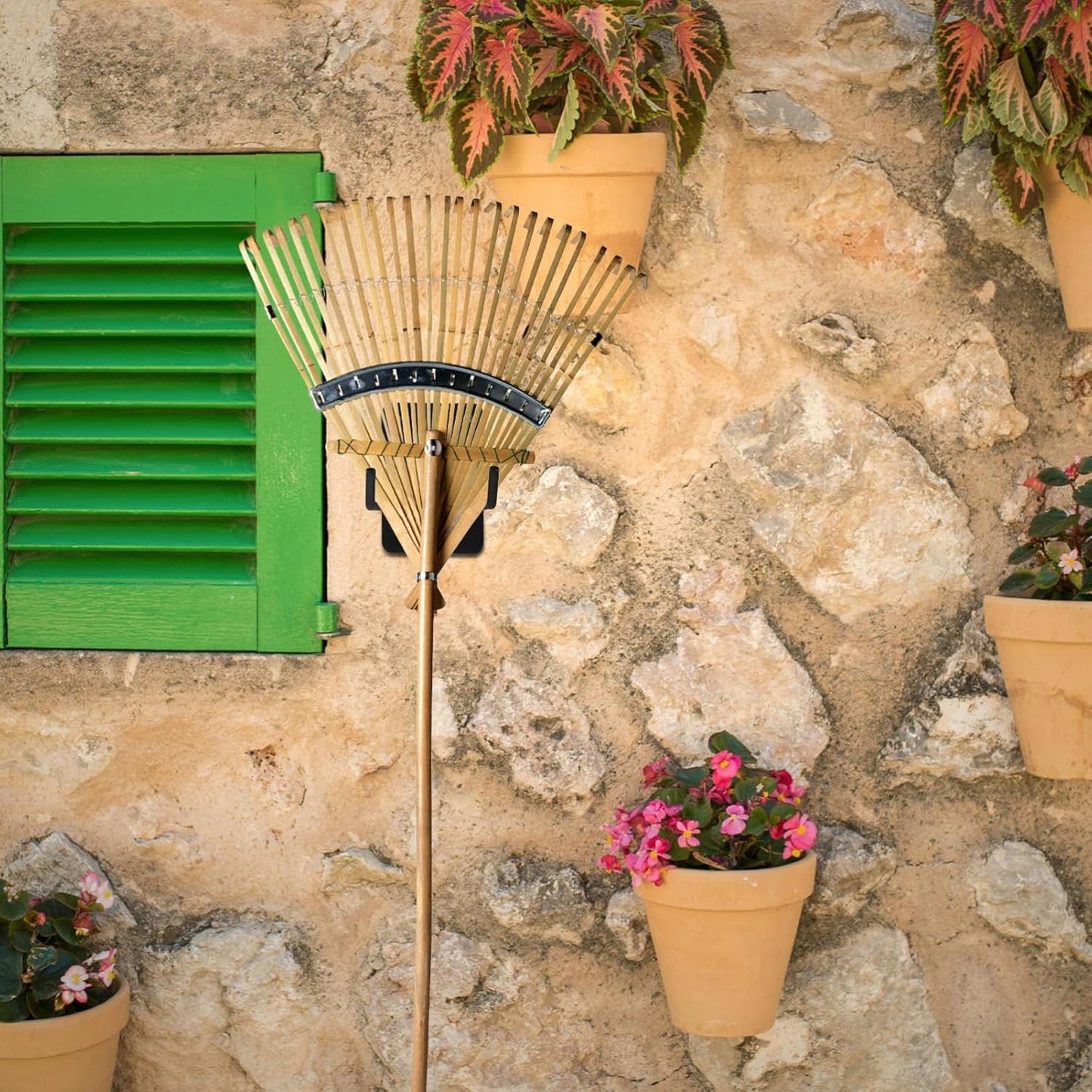 Milisten Wall Mounted Mop Holder Rack Heavy Duty Garden Tool Organizer