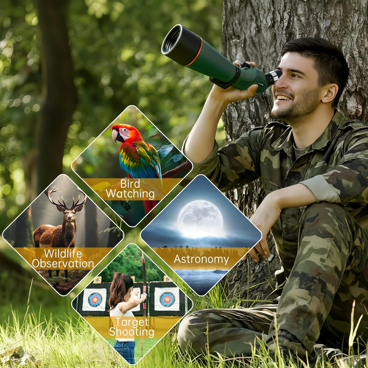 20-60x80 HD Spotting Scope | Waterproof & Fogproof High-Powered Telescope for Long-Distance Birdwatching, Target Shooting, Astronomy | Included Phone Adapter & Tripod & Carry Bag