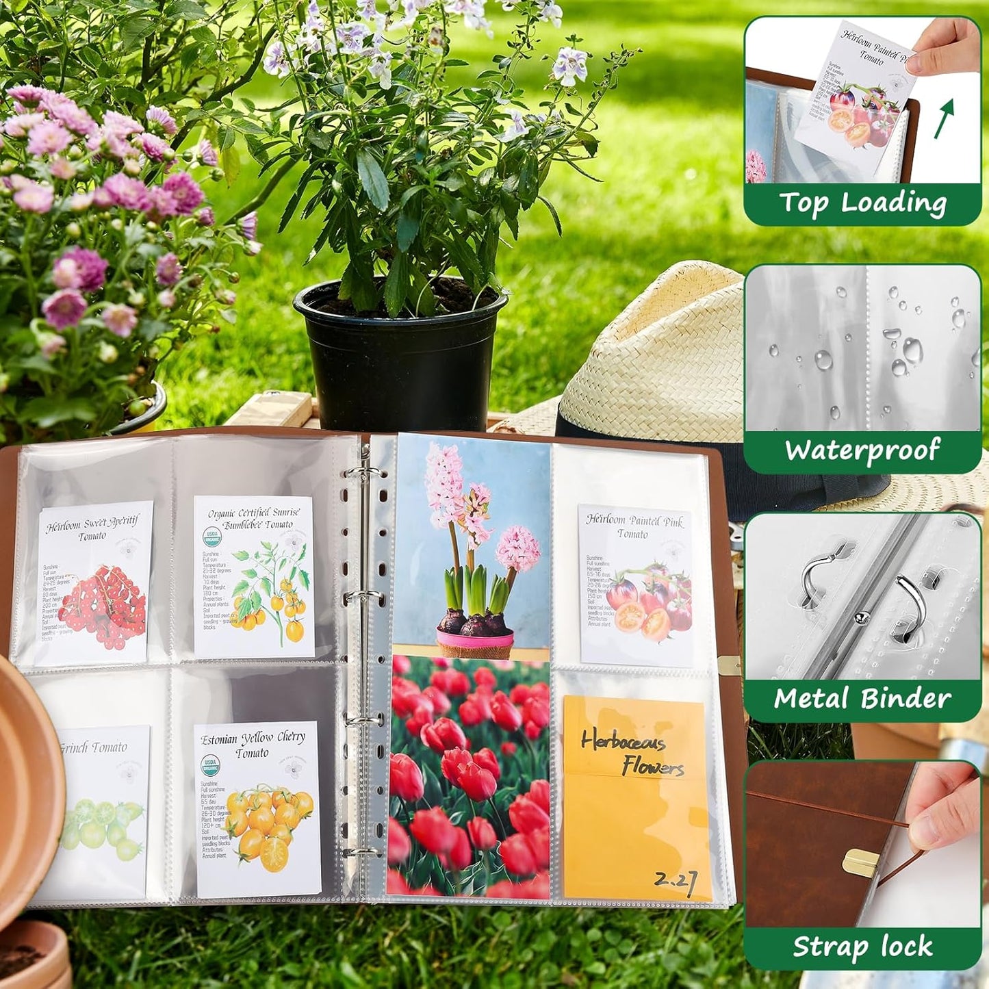 Seed Packet Organizer Binder, Garden Planner Packet with 25 Pack Clear