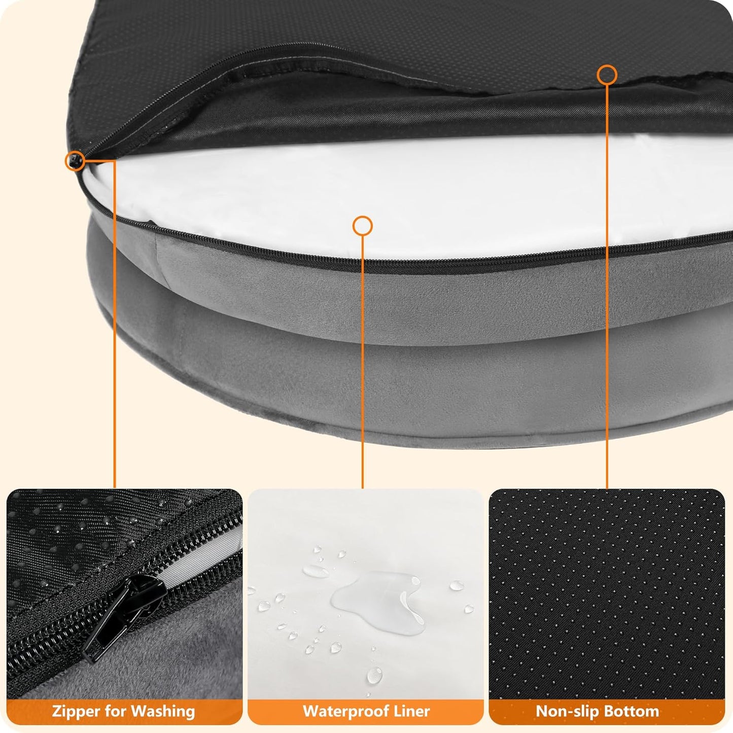 Dwanton Orthopedic Dog Bed for Large Dogs with Gel Memory Foam, Waterp