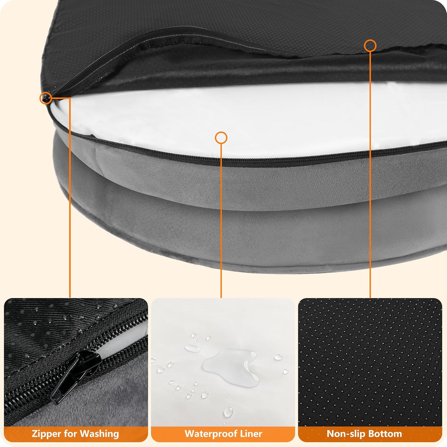 Dwanton Orthopedic Dog Bed for Large Dogs with Gel Memory Foam, Waterp