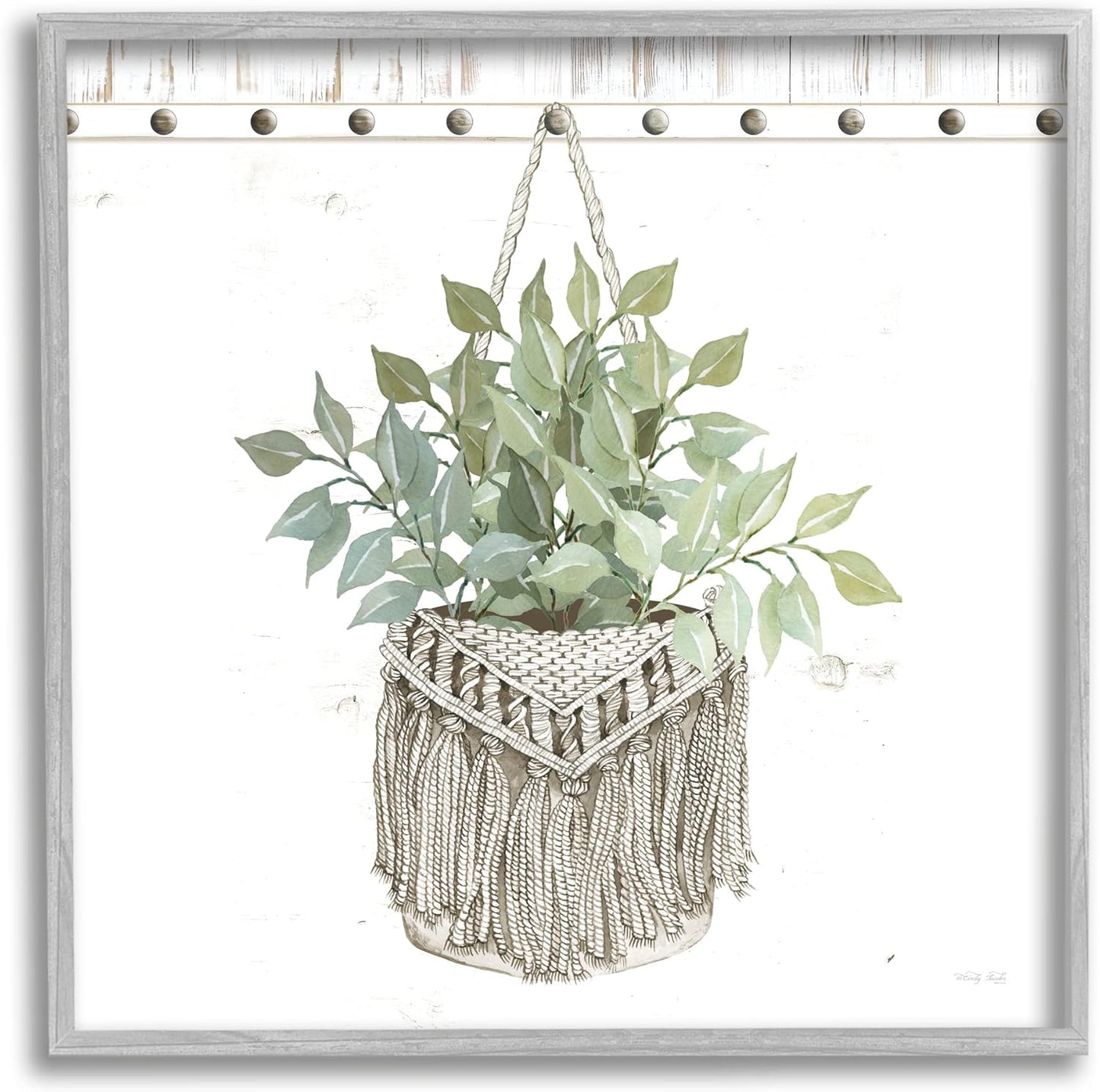 Stupell Industries Macrame Woven Tapestry Hanging Pot Planter, Design by Cindy Jacobs