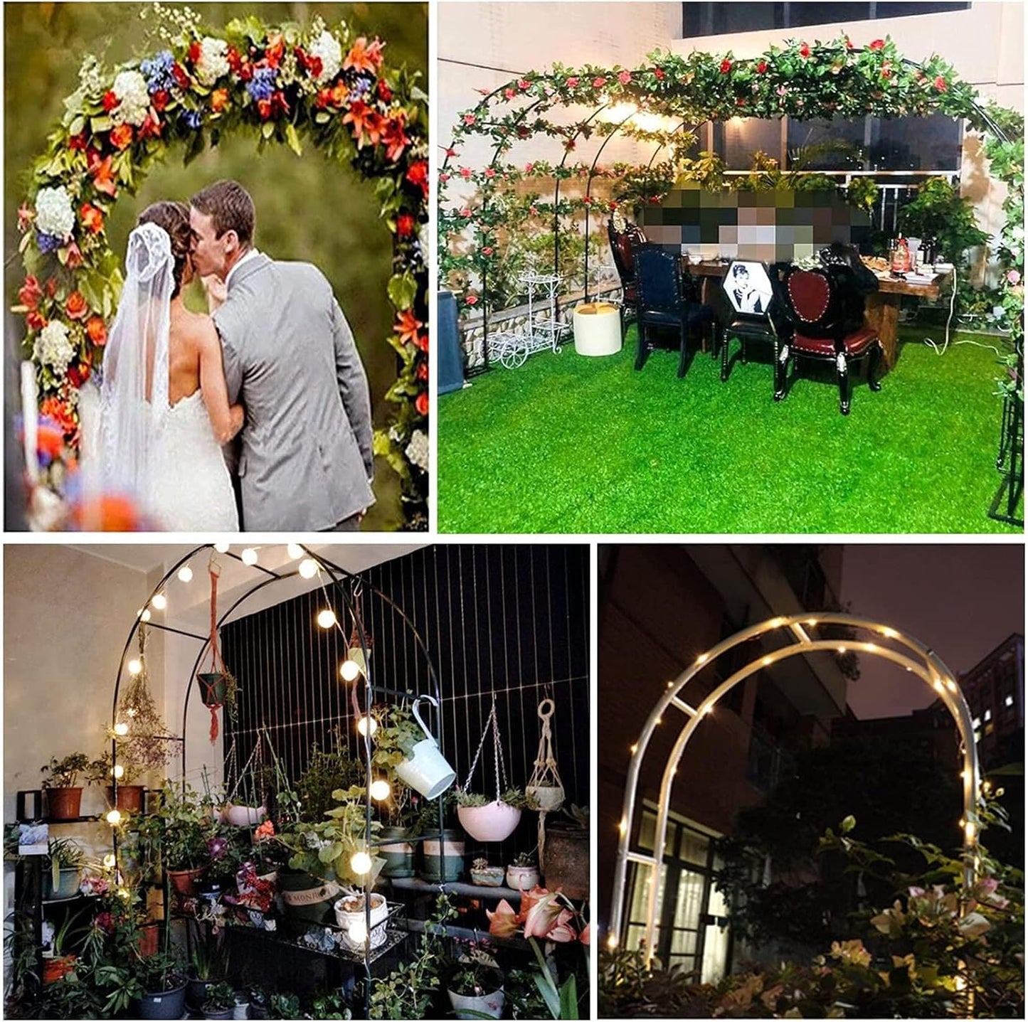 Metal Garden Arch Pergola for Climbing Plants, Trellis Support for Roses, Indoor/Outdoor Wedding Decor, Bridal Party Archway for Lawn, Patio, Courtyard (Green, 140x230cm