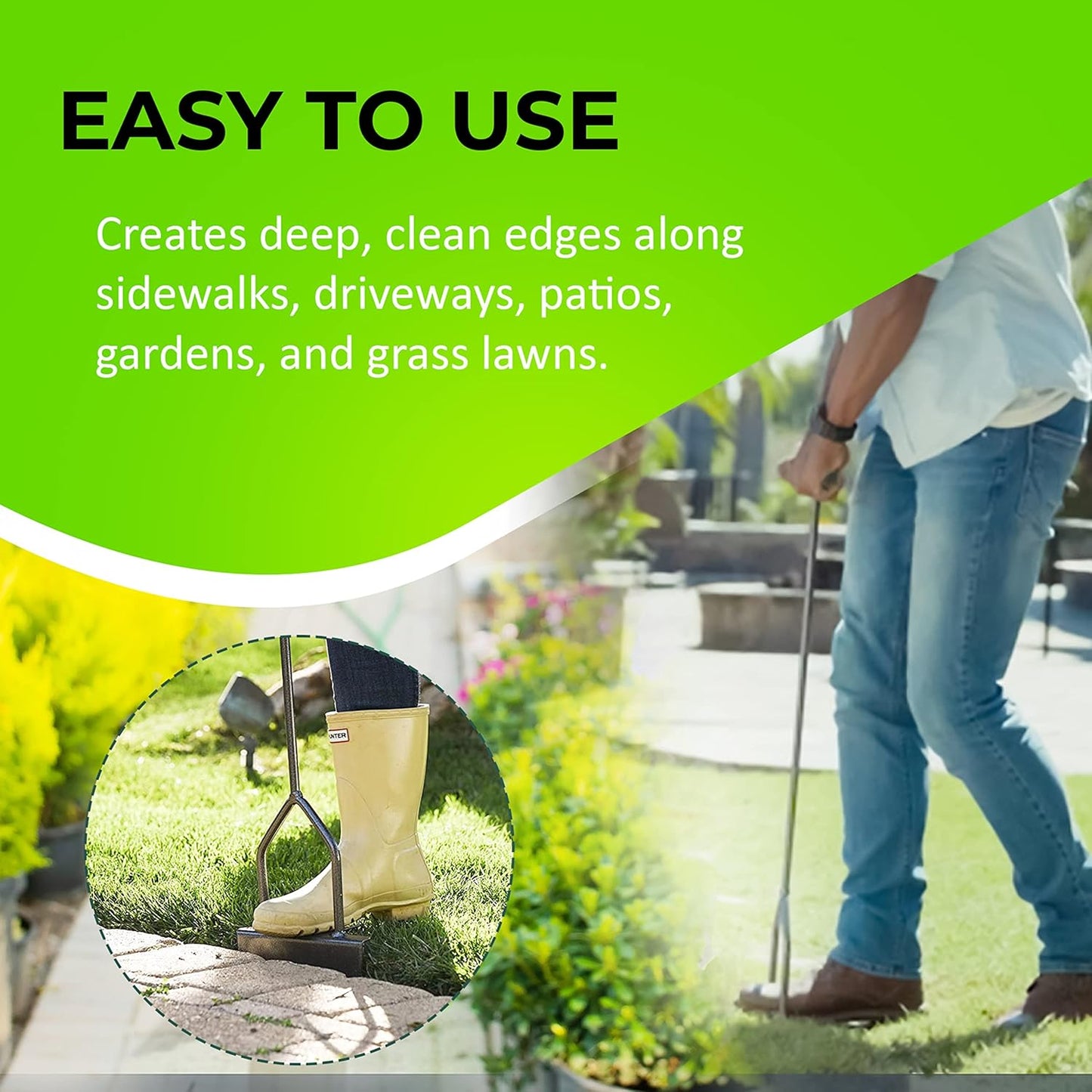 Yard Butler Step Edger - Handy & Durable Gardening Tool for Perfect Lines - Lawn Step Edger with Ergonomic Upright Design & Sturdy Blades