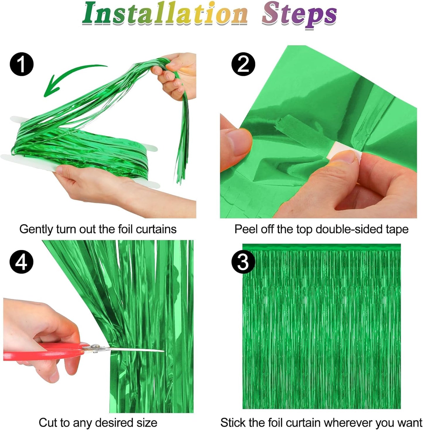 2 Pack Tinsel Backdrop, 3.28 FTx7.05 FT Green St Patricks Day Party Decorations, Metallic Backdrop Curtains Tinsel Curtains Streamer Backdrop, Party Supplies Wall Decor for St. Patricks Party Birthday