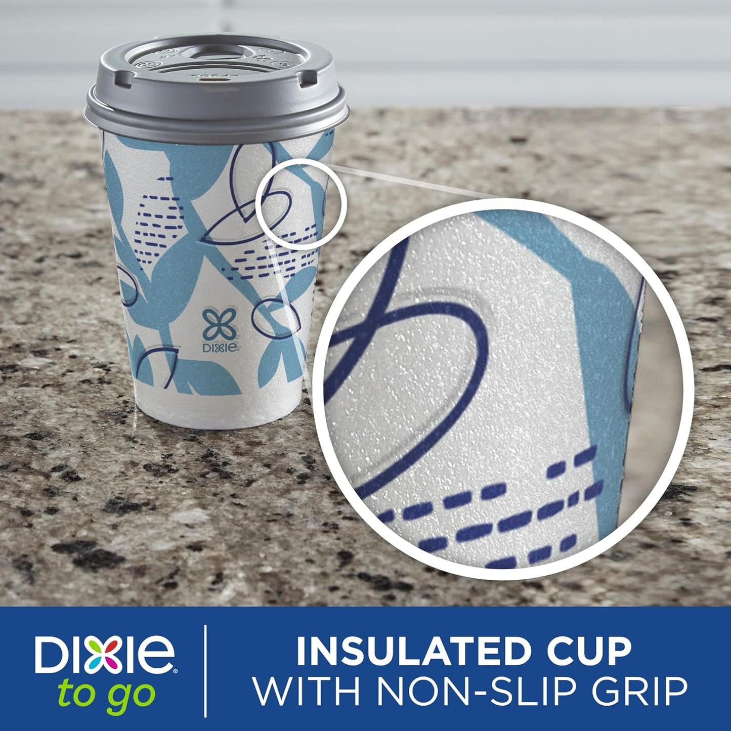 Dixie To Go Paper Coffee Cups With Lids, 12 oz, 14 ct, Disposable Insulated Paper Cups for On-The-Go Hot or Cold Beverages | Medium, With Lids, Disposable Cups, For On-The-Go, Hot Beverages