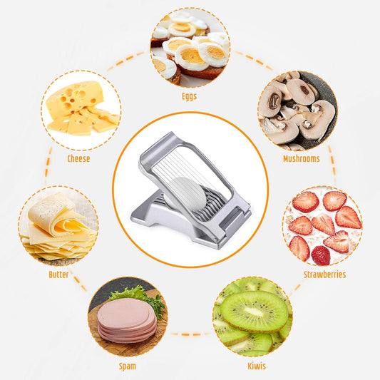 Yuzxaun Egg Slicer for Hard Boiled Eggs, Stainless Steel Wire, Heavy Duty Aluminium Egg Cutter Dishwasher Safe for Egg Strawberry Soft Fruit, Sliver