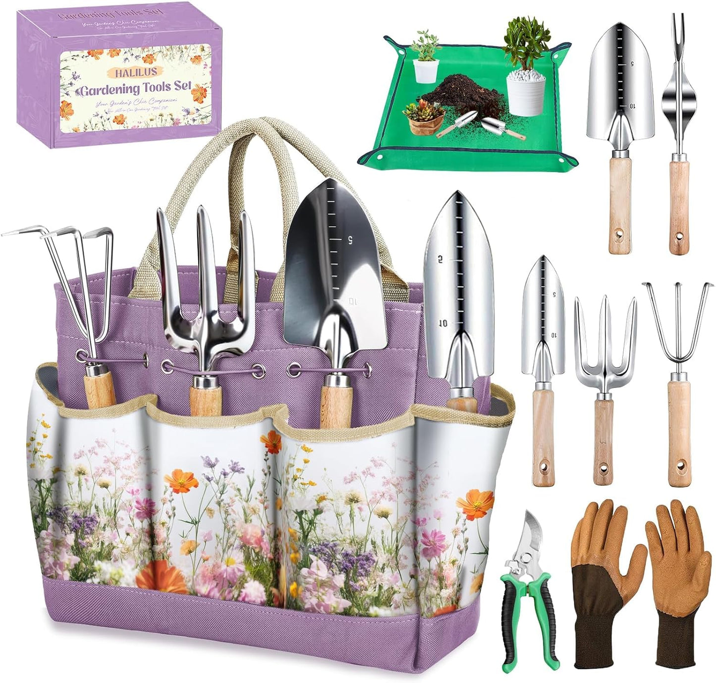 Gardening Tools 9-Piece Heavy-Duty Garden Tools Set, Stainless Steel G