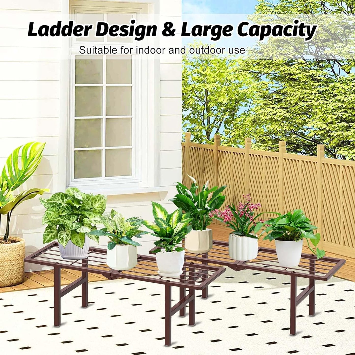 2 Pack Metal Plant Stand Outdoor Indoor, 1 Tier Folding Tiered Flower 