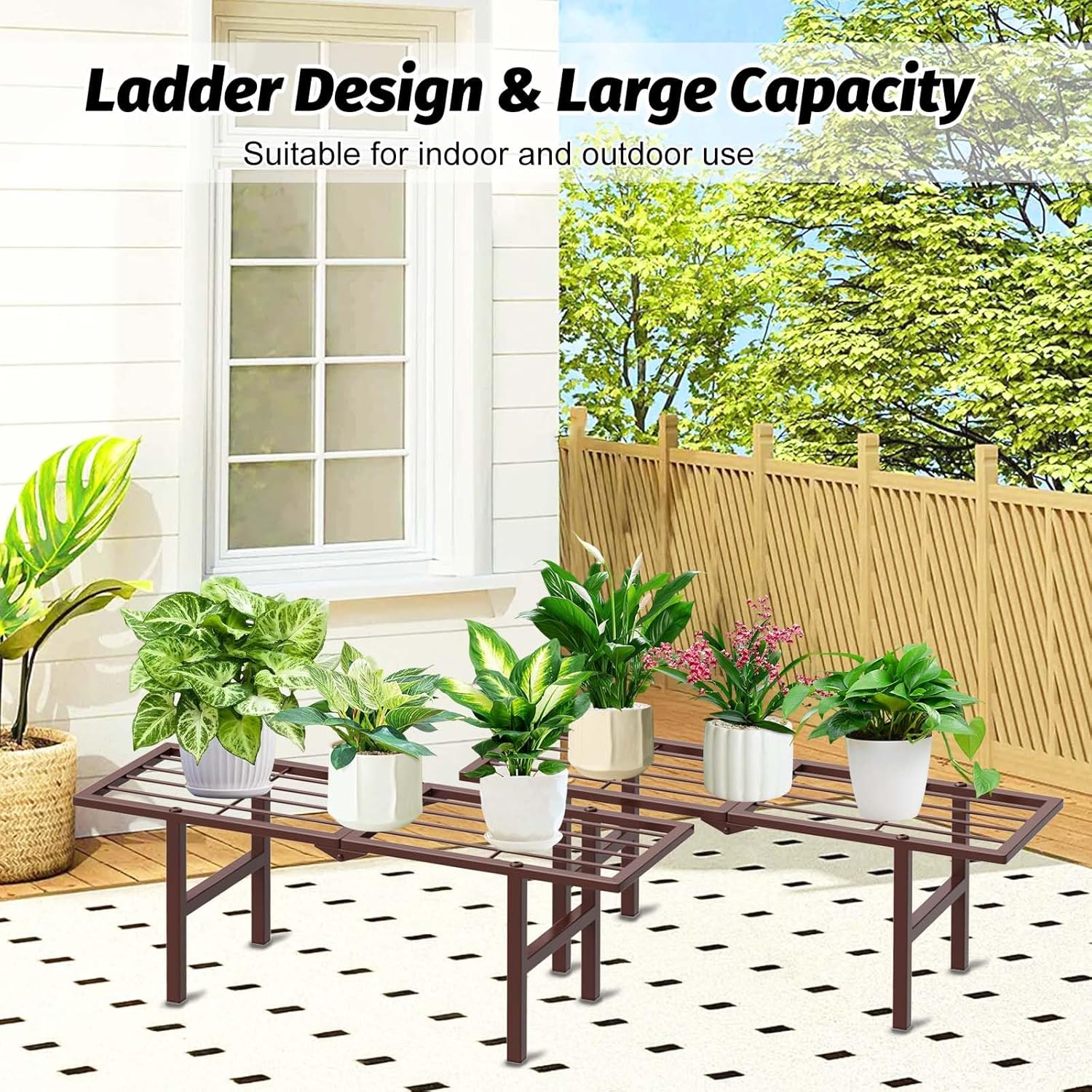 2 Pack Metal Plant Stand Outdoor Indoor, 1 Tier Folding Tiered Flower 