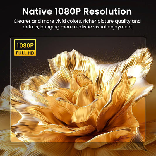 HAPPRUN Native 1080P Bluetooth Mini Projector, Full HD Portable Outdoo