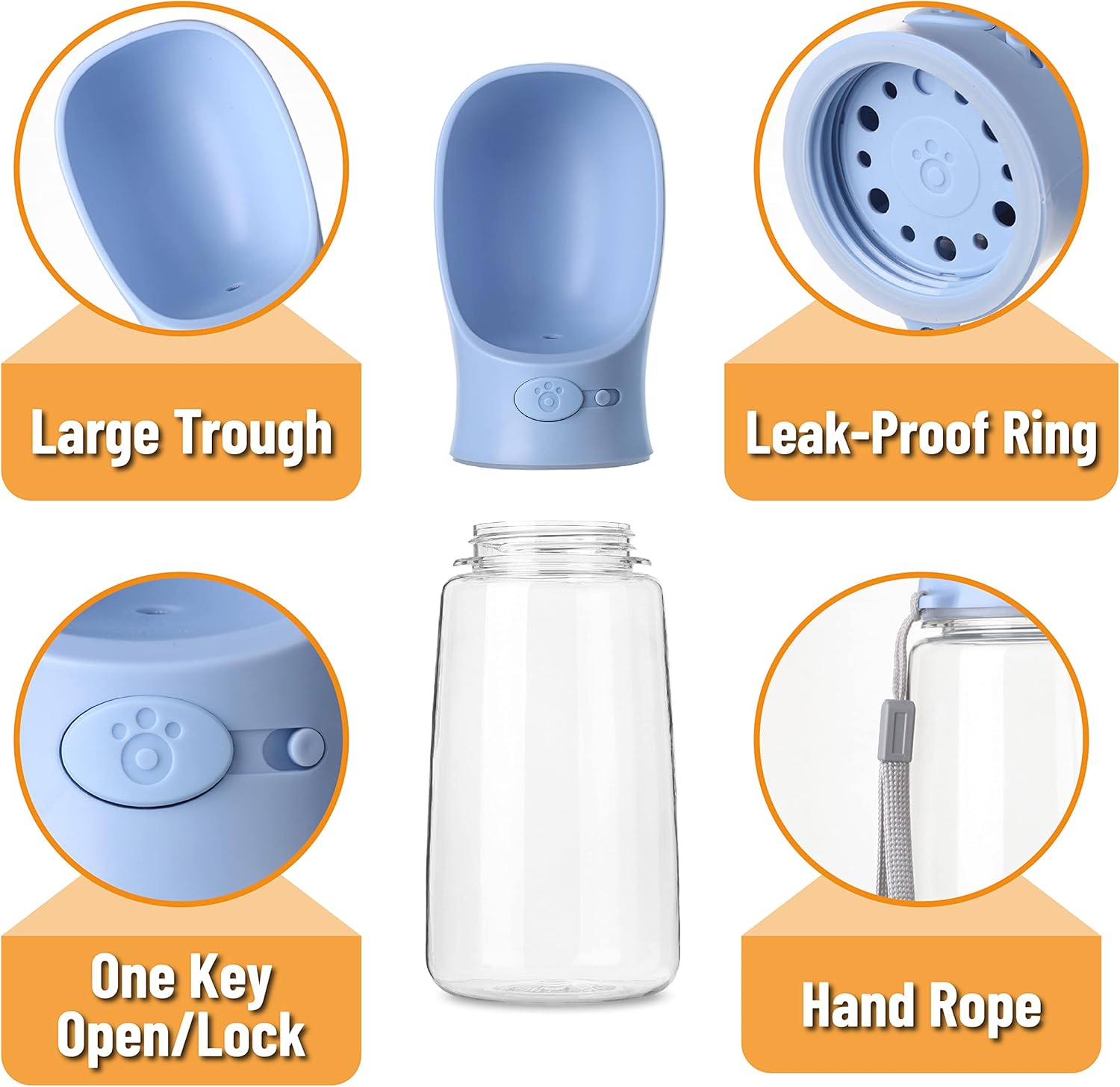 Mr. Pen Portable Dog Water Bottle - 19oz, Blue, Travel & Dispenser for