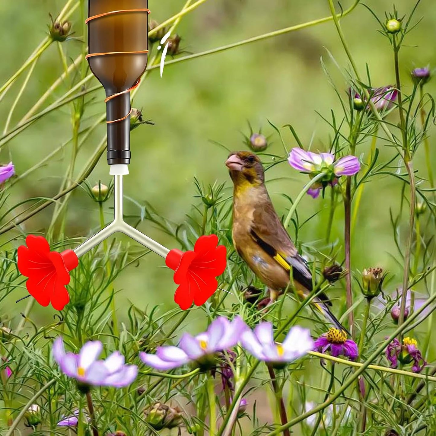 Pack Of 3 Y Shape Hummingbird Feeders Flower Feeder Outlet For Outdoor Garden Bird Watering Attracts Wildbird Hummingbird Feeder Red Flowers
