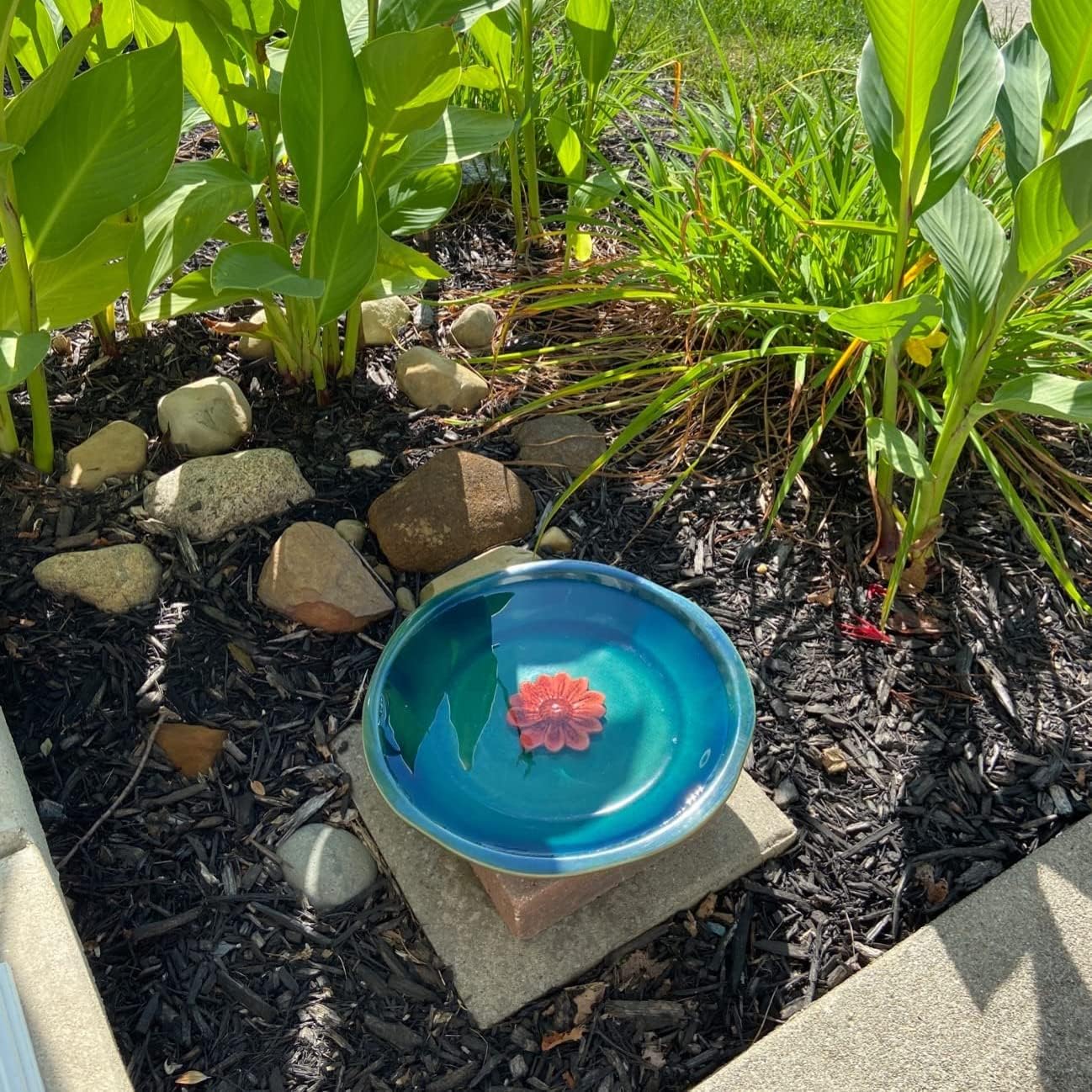 DUSVALLY Birdbath Ceramic Bowl Decor for Bee Bird for Outside, Bird Ba
