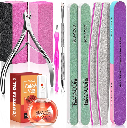 TsMADDTs Manicure Tools Kit Nail Care Kit with 3 pcs Files, 2 pcs Buff
