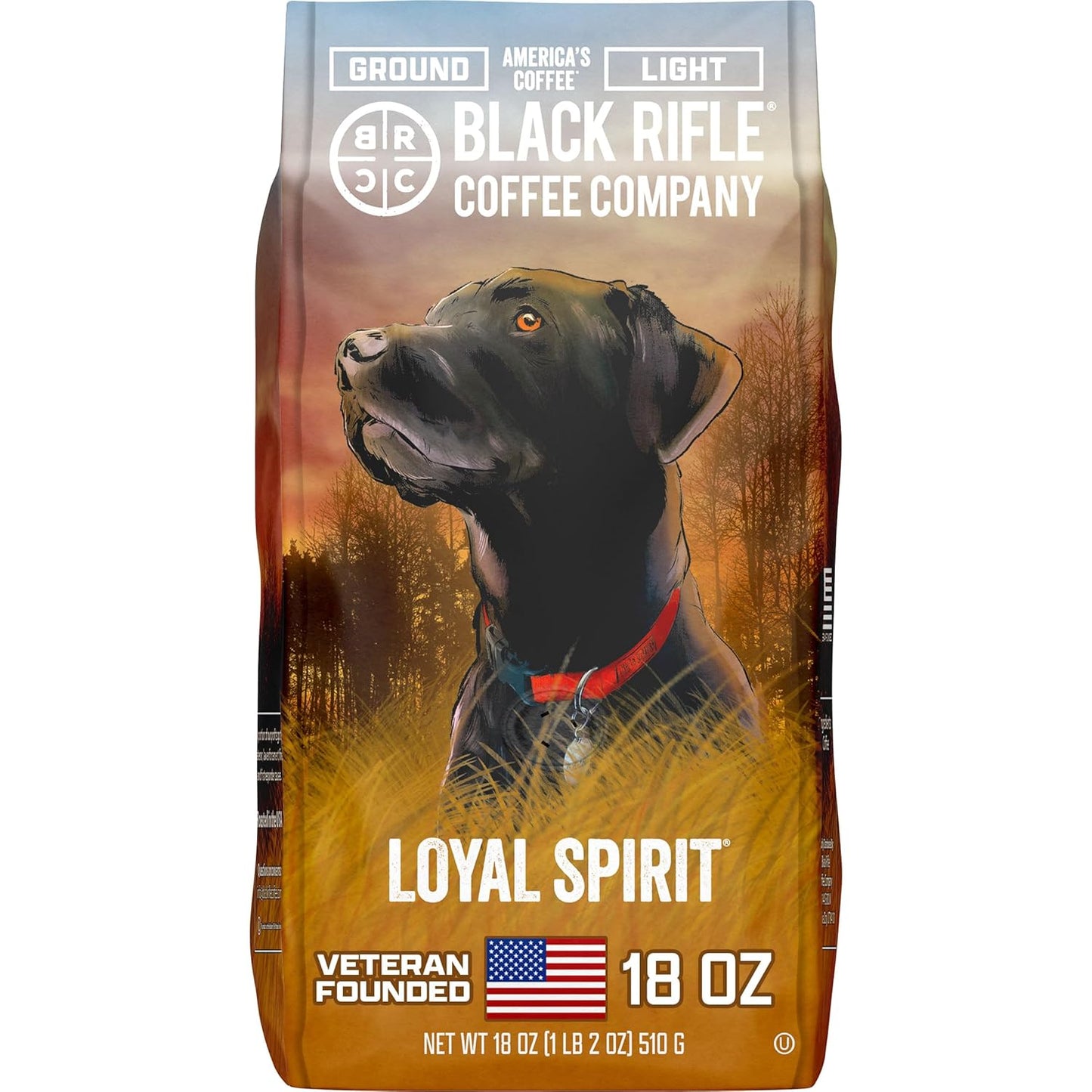 Black Rifle Coffee Company Loyal Spirit, 18oz Bag, Ground Coffee Light Roast - Roasted Blend Made from Arabica Beans - Colombian & Brazilian Beans - Veteran Founded & American Made