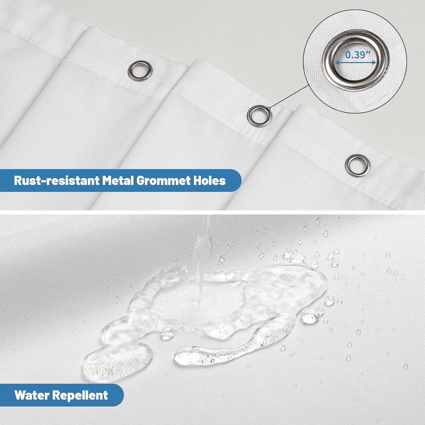Water-Repellent Fabric Shower Curtain Liner - Hotel Quality Machine Washable, 3 Heavy-Duty Magnets with Rustproof Grommets & Weighted Hem, Standard Size 72x72in White