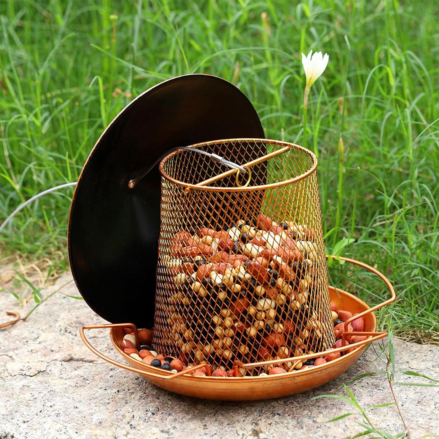 Outdoor Bird Feeder,Heavy Duty Waterproof Iron Art,Bird Feeding Station for Outdoors - for Finches Robins Sparrows Canary Budgies Backyard Balcony Patio Terrace
