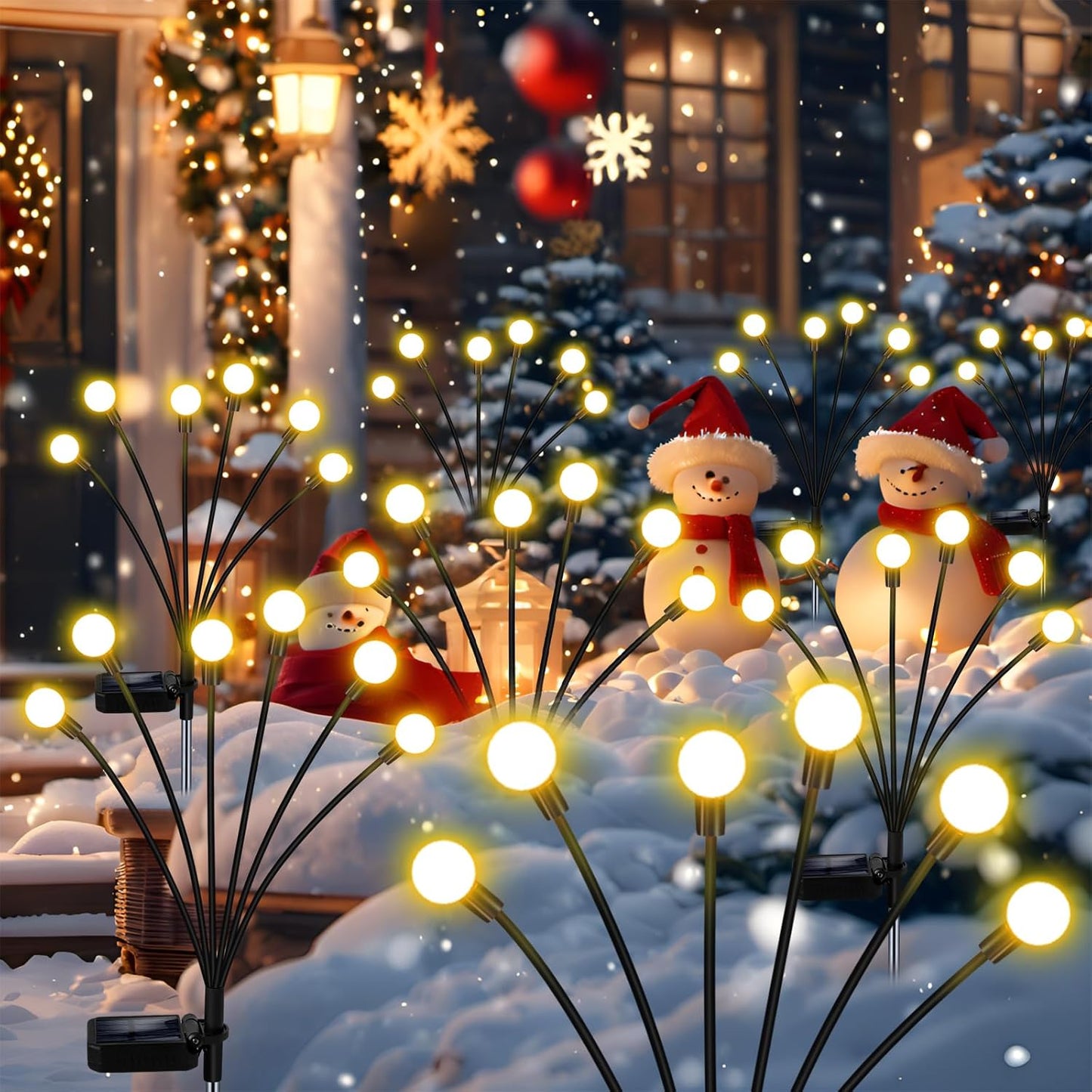 Solar Garden Lights Outdoor, 4 Pack Firefly Swaying Lights, Waterproof