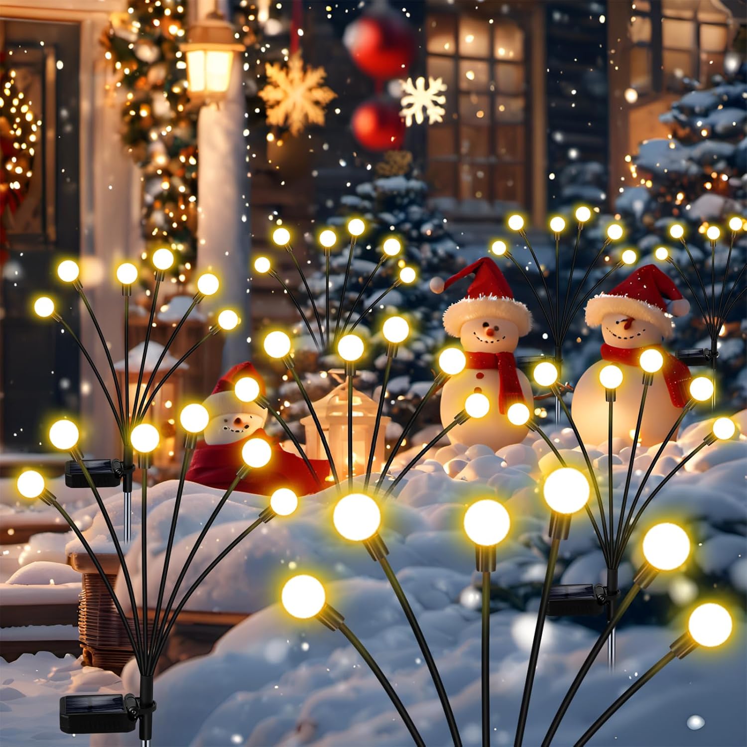 Solar Garden Lights Outdoor, 4 Pack Firefly Swaying Lights, Waterproof