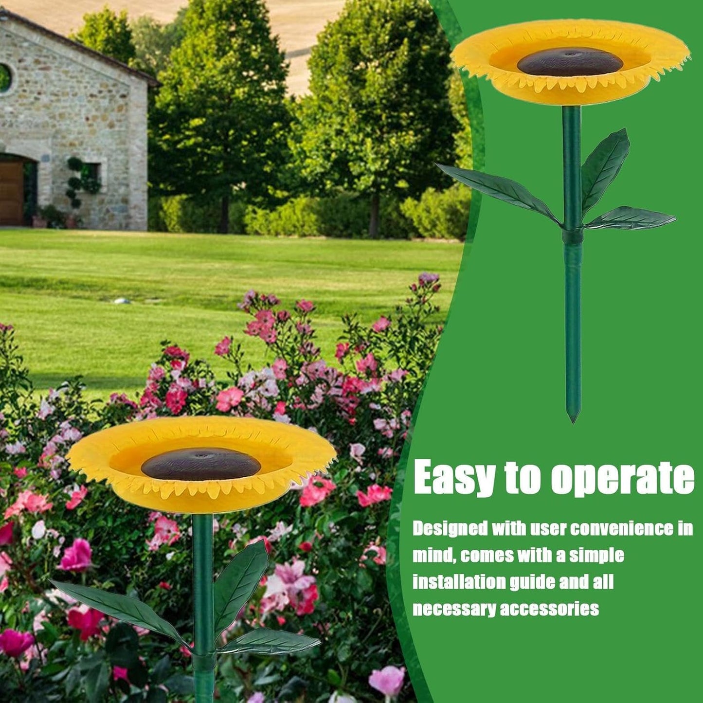 Sunflower Bird Feeders Outdoor, Standing Flower Dish Birds Feeding, Garden Feeder Baths for Wild Birds, Sunflower Tray Stake for Garden Decoration