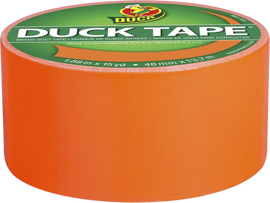 Duck Brand 1265019 Color Duct Tape, Neon Orange, 1.88 Inches x 15 Yards, Single Roll