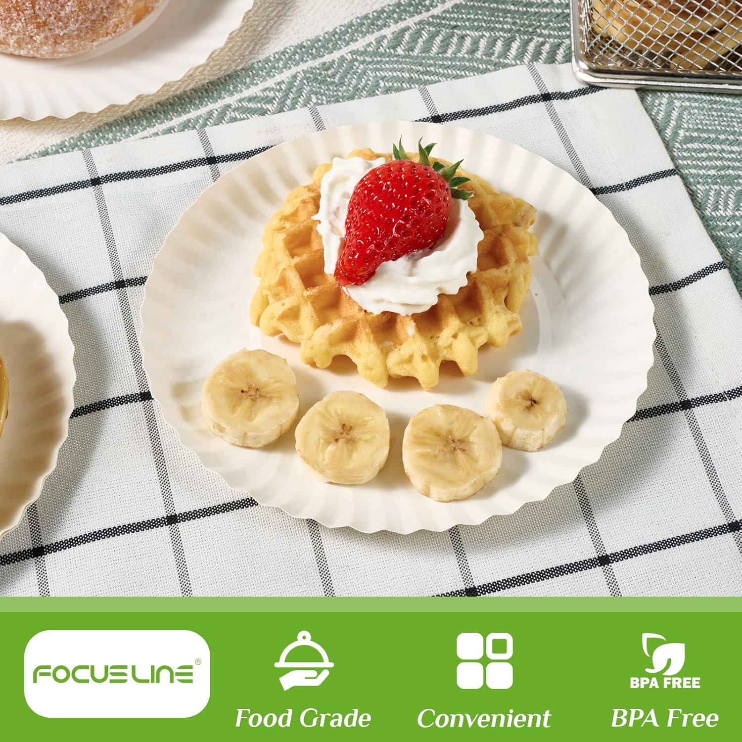 FOCUSLINE 6 Inch Paper Plates 1000 Count, White Paper Plates Uncoated,