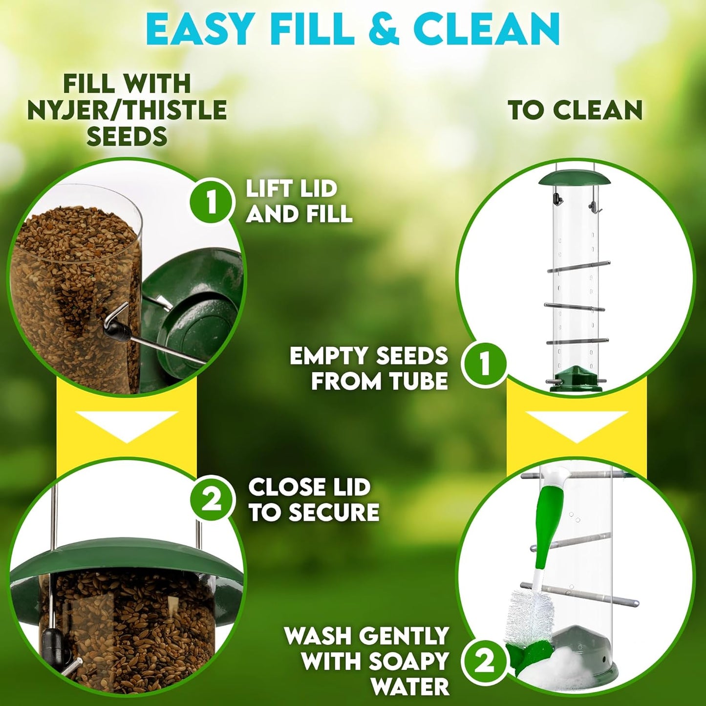 Finch Bird Feeder for Outdoors (16 Ports) Thistle & Nyjer Seed Hanging