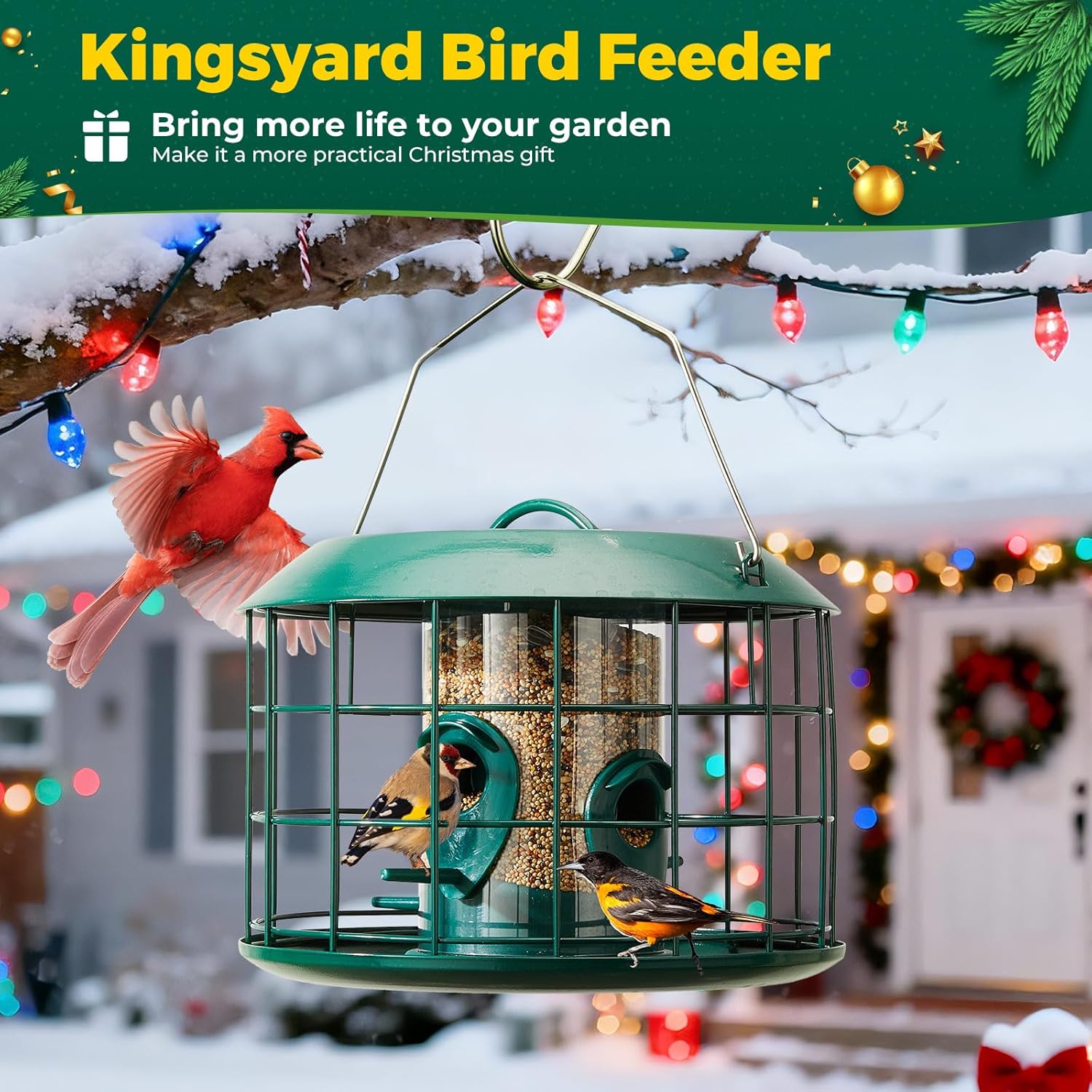 Kingsyard Tube Squirrel Proof Bird Feeders for Outdoor Hanging, Metal 