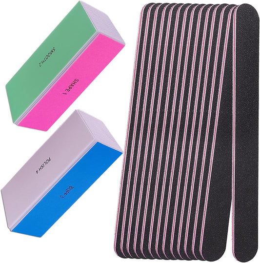 Nail File and Buffer Set, 4 Way Nail Buffers Shine Kit Professional Na