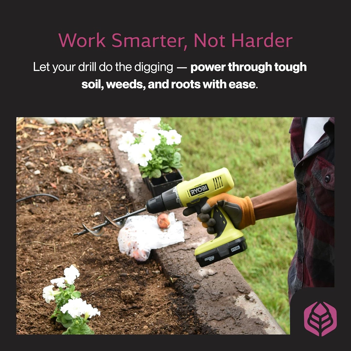 Yard Butler Roto Driller 9” Auger Drill Bit, IRT-1 - Digging Tool for Effortless Bulb Planting - Multi-Use Drill - Heavy-Duty Garden Tool - Power-Coated Steel - Rust-Resistant