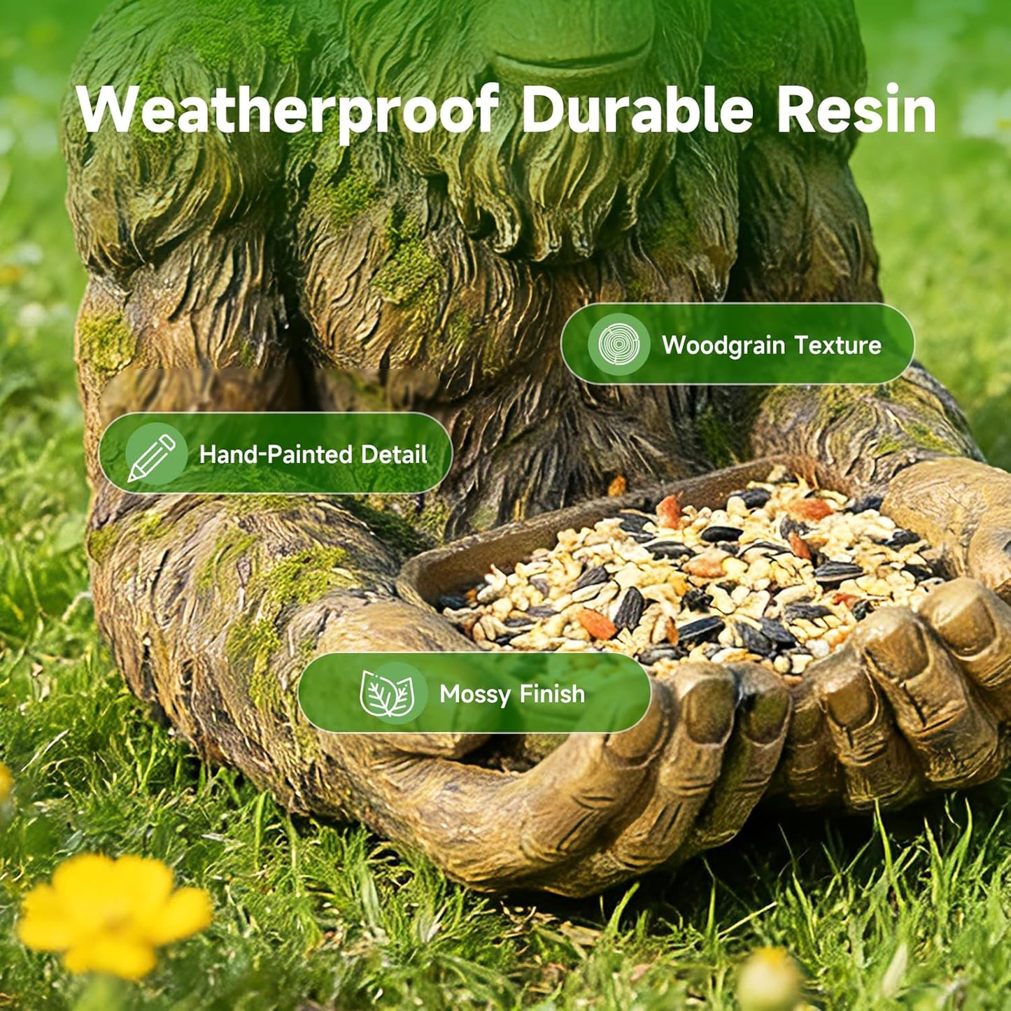 Outdoor Tree Face Bird Feeder Sculpture, Waterproof Tree-Mounted Resin