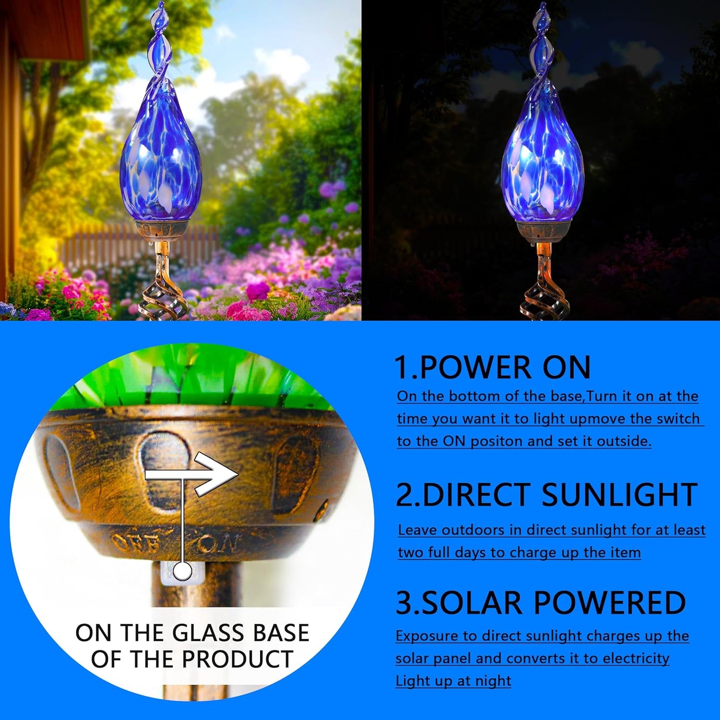 Solar Garden Lights Outdoor, Decorative LED Flame Garden Stakes, Hand 