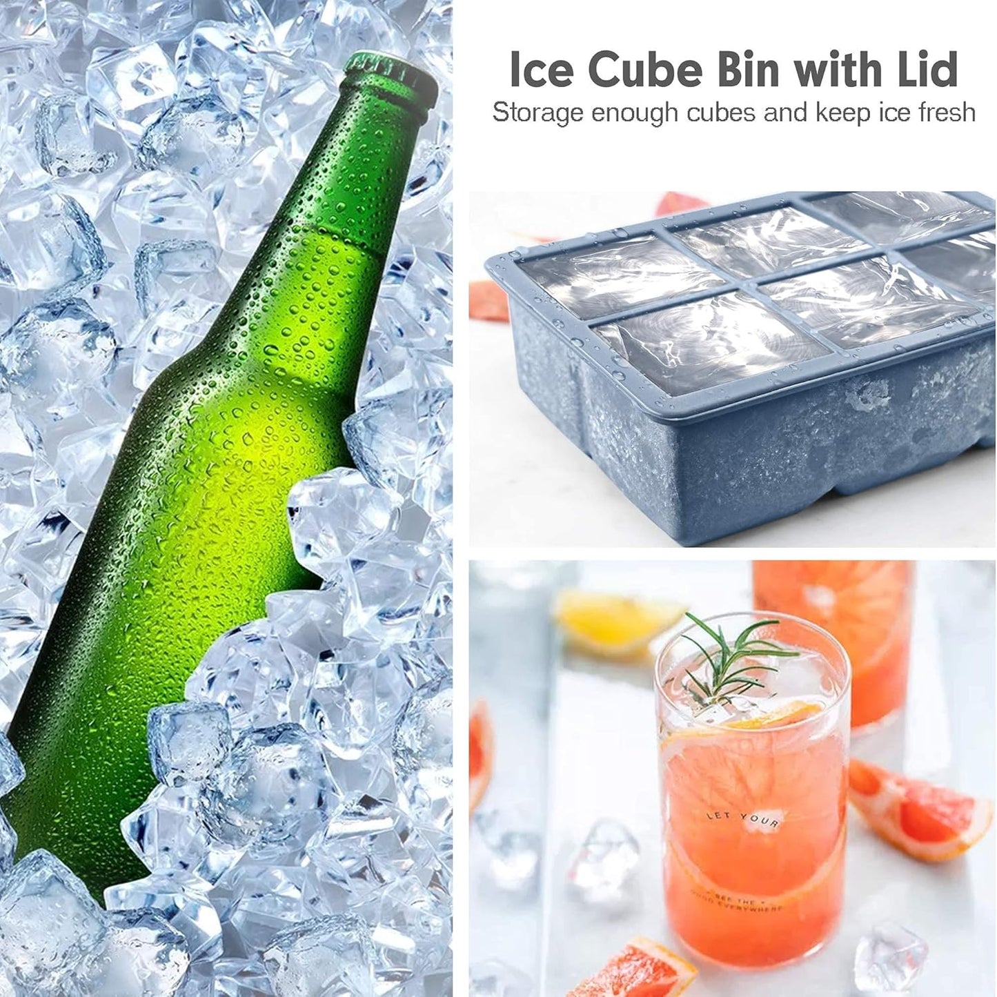 Silicone Ice Cube Trays 3 Pack - Large Size Silicone Ice Cube Molds wi