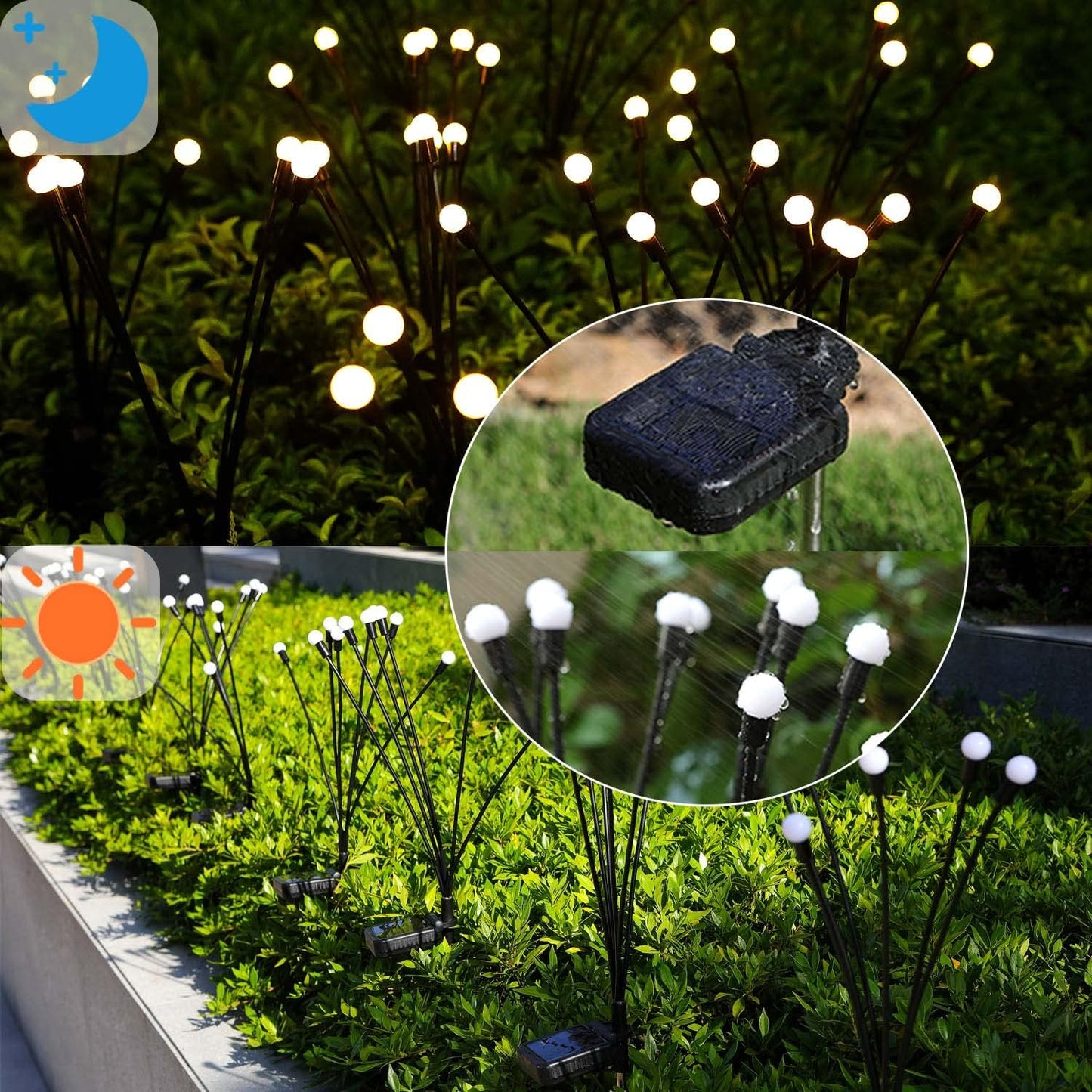 Solar Garden Lights Outdoor, 4 Pack Firefly Swaying Lights, Waterproof