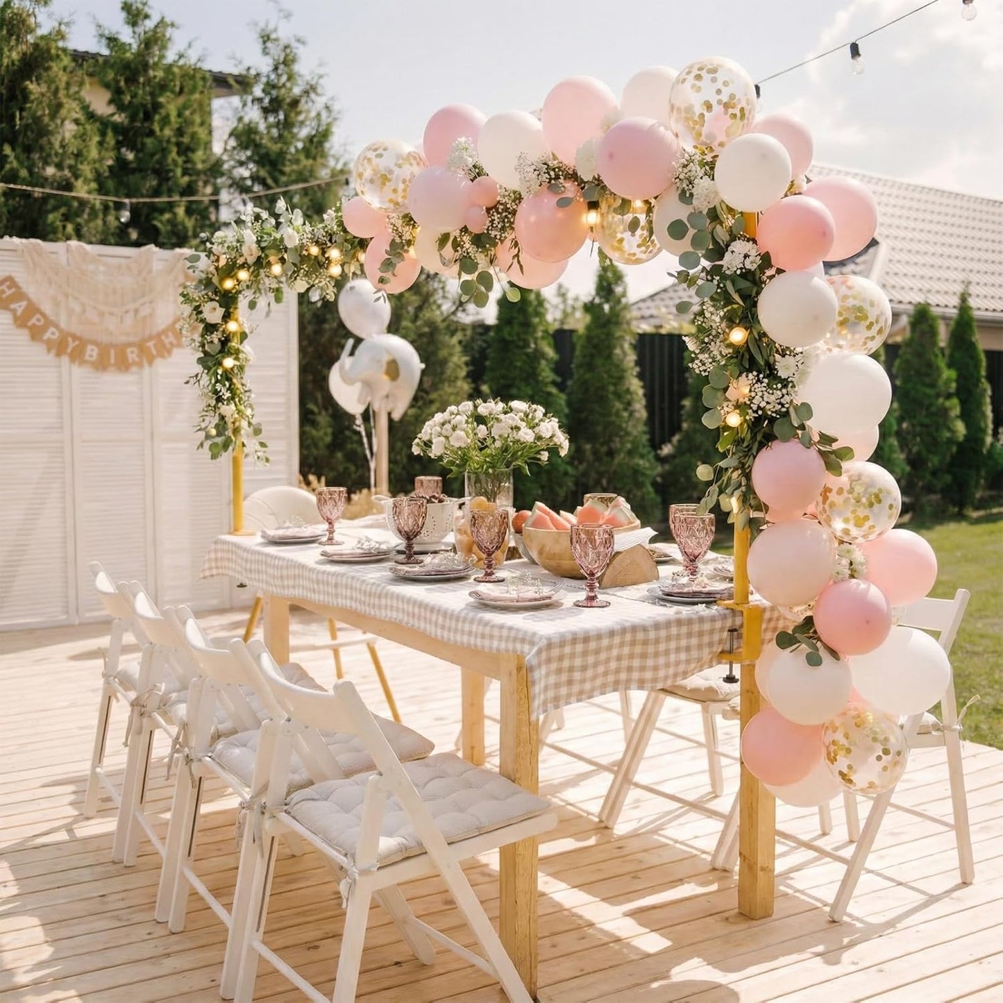 Adjustable Over The Table Arch Stand with Clamps - Heavy Duty Metal Table Rod for Wedding, Birthday, Halloween, Christmas Decorations -8FTx4FT Indoor & Outdoor Party Decor Frame