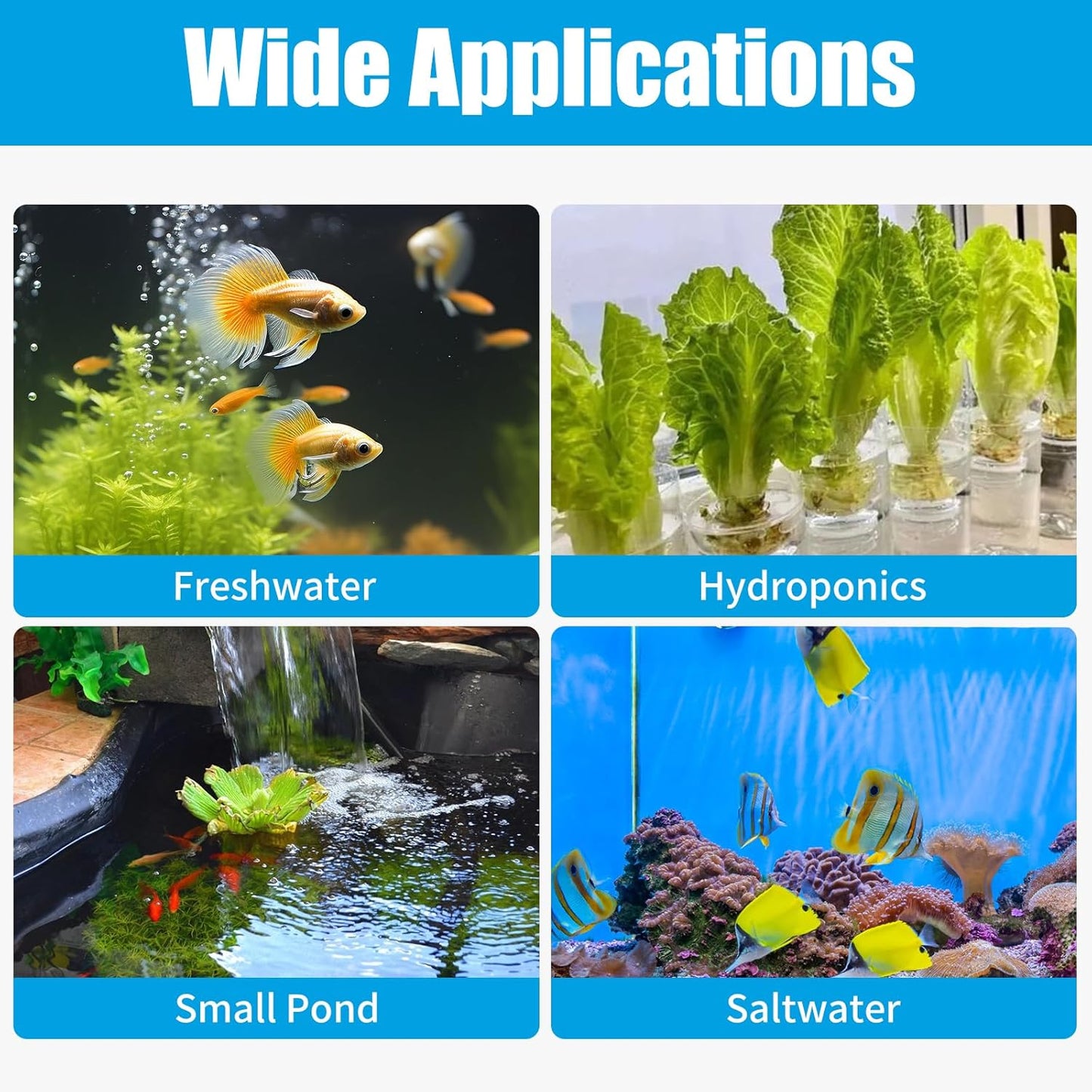 AQUANEAT Aquarium Air Pump for 20-210 Gallon Tank, Fish Air Bubbler, H