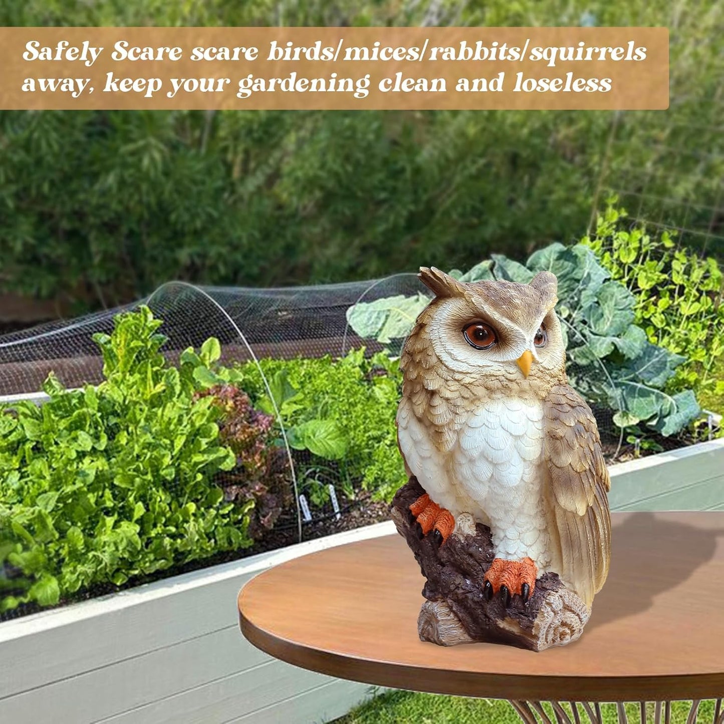 Owl Garden Statues Outdoor Decor, Forest Owl Perching on Stump Resin Figurine for Indoor Outdoor Home Garden Patio Porch Yard Decor, Women & Gardening Decoration Gifts
