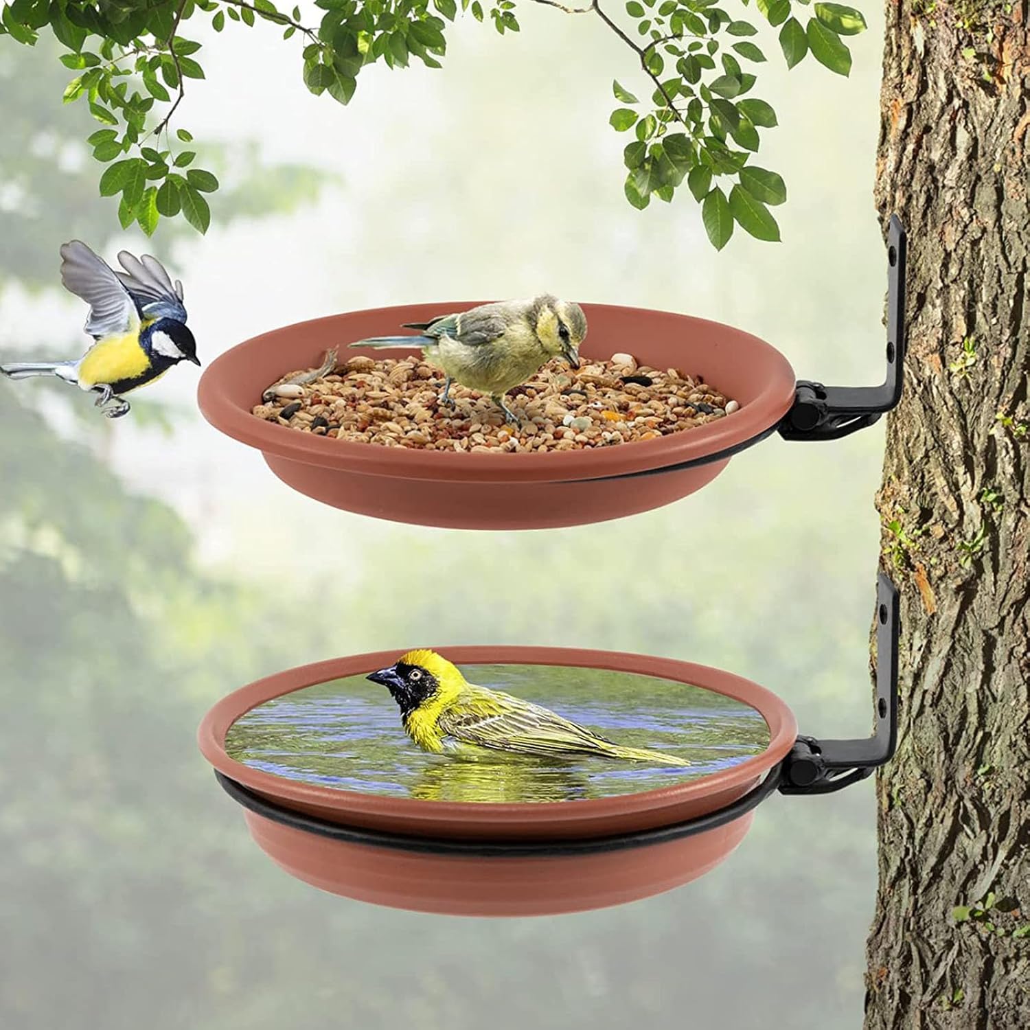 2. Spacious Double Deck Garden Bird Feeder Build Squirrel Guard Multif