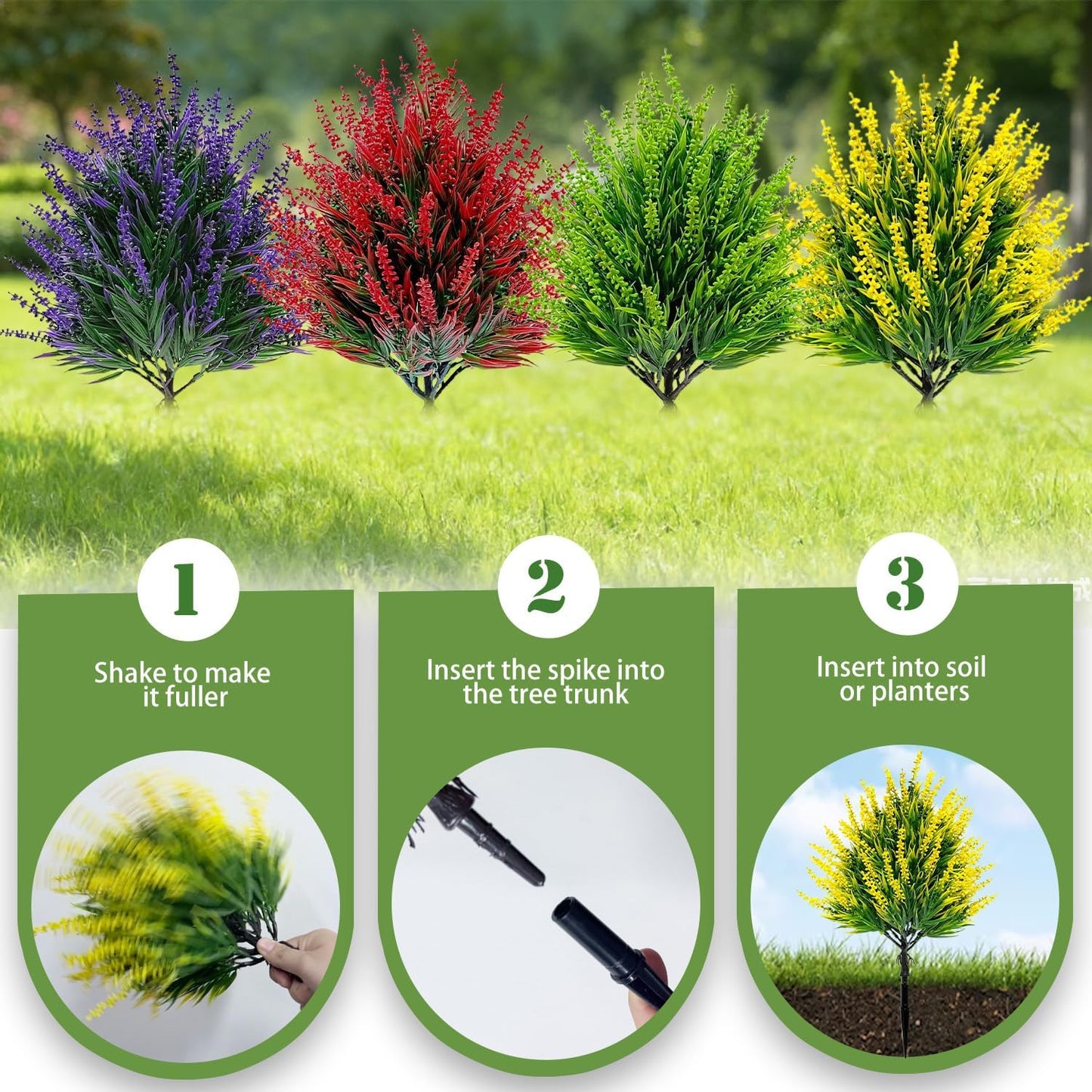 4 Pack Artificial Lavender Topiary Ball with Spike,Outdoors UV Resistant Fake Shrubs Greenery,Plastic Faux Plants Flower Bushes for Porch Yard Garden Indoor Planter Spring Decoration-Multicolor